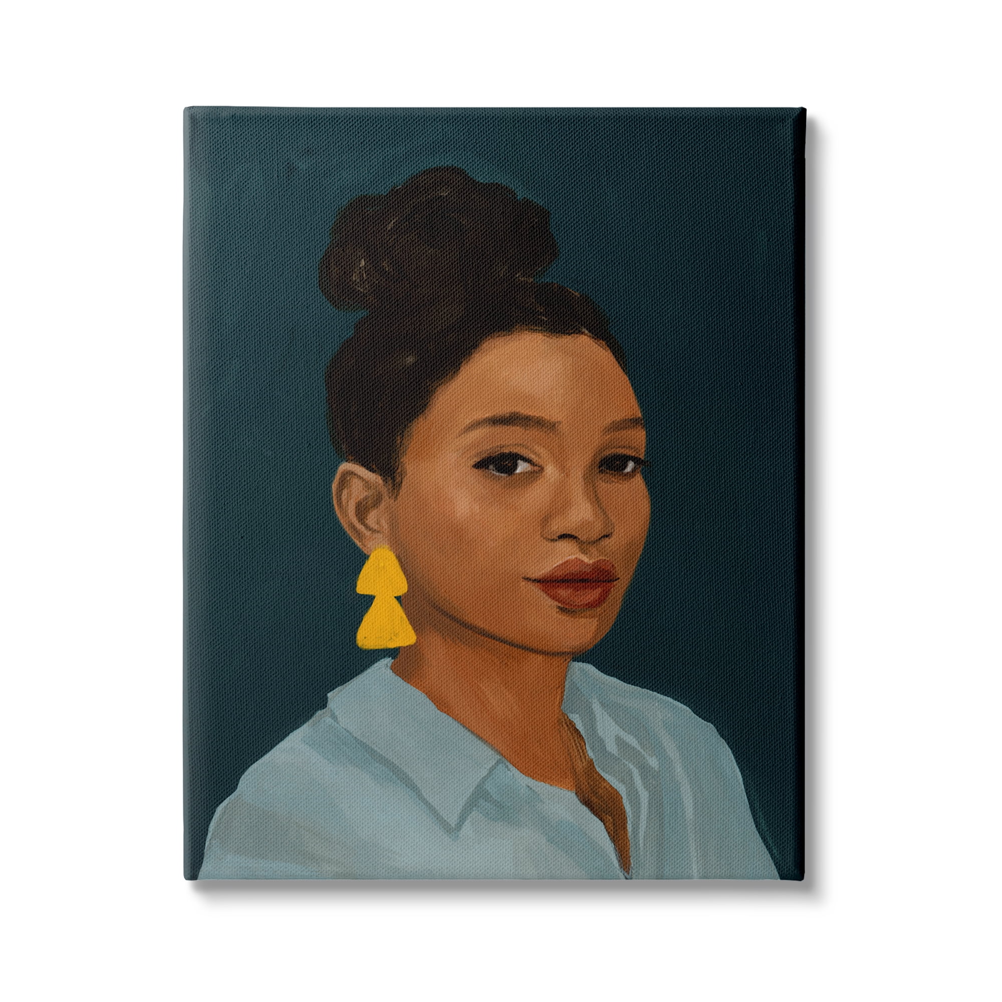 Stupell Indtries Sophisticated Female Portrait With Yellow Triangle Earrings,16 x 20,Design by Victoria Barnes&nbsp;