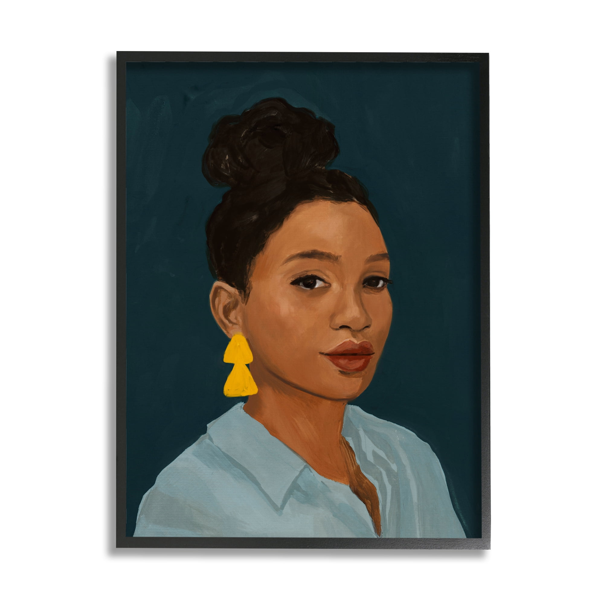 Stupell Indtries Sophisticated Female Portrait With Yellow Triangle Earrings,24 x 30,Design by Victoria Barnes&nbsp;
