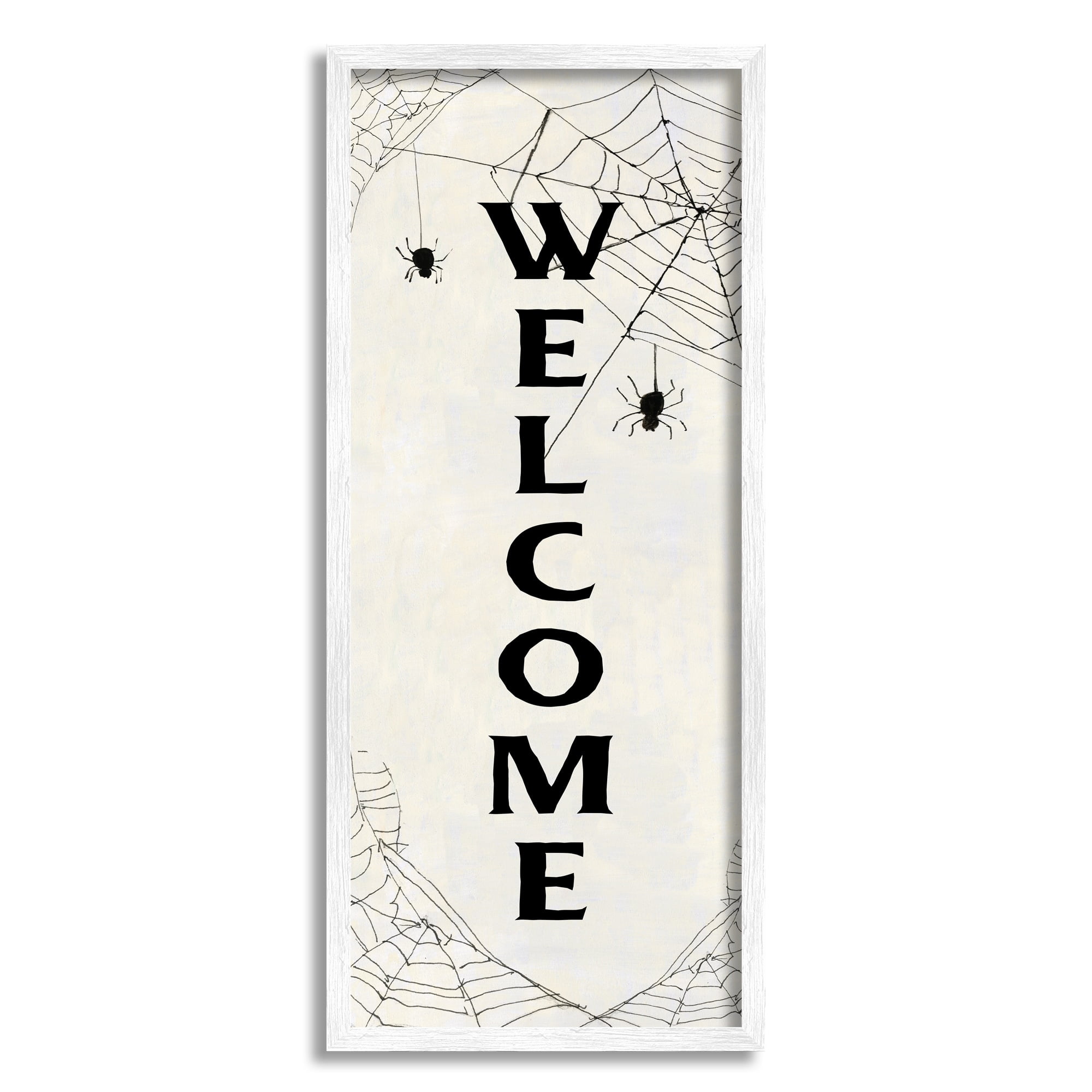Stupell Indtries Spooky Spiderweb Welcome Sign Festive Halloween Greeting,10 x 24,Design by Sally Swatland