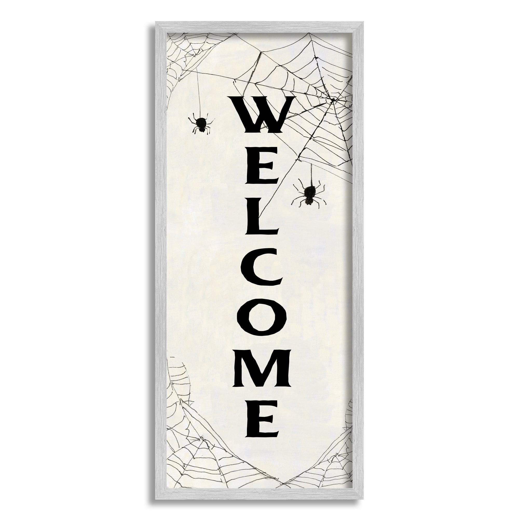 Stupell Indtries Spooky Spiderweb Welcome Sign Festive Halloween Greeting,10 x 24,Design by Sally Swatland