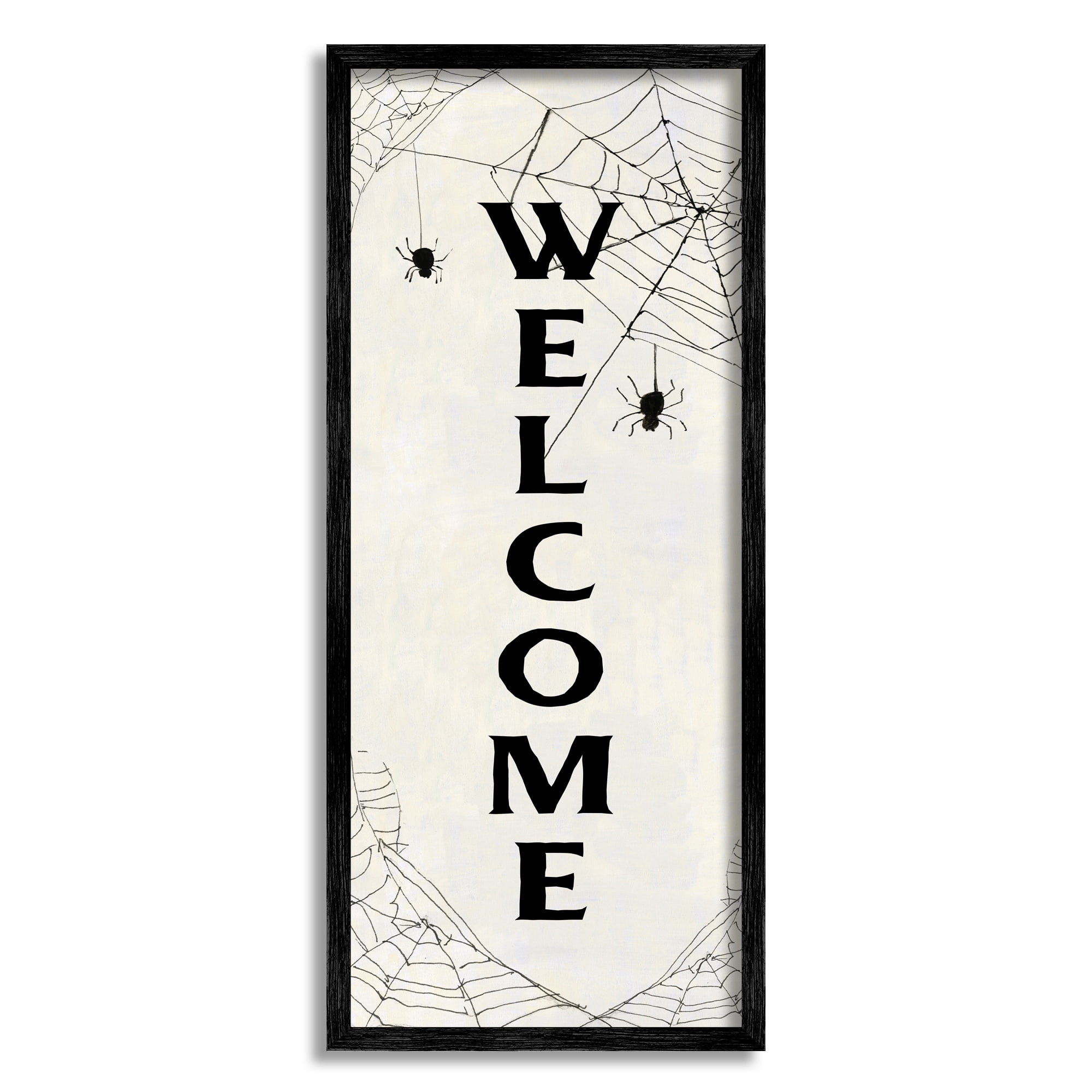 Stupell Indtries Spooky Spiderweb Welcome Sign Festive Halloween Greeting,10 x 24,Design by Sally Swatland