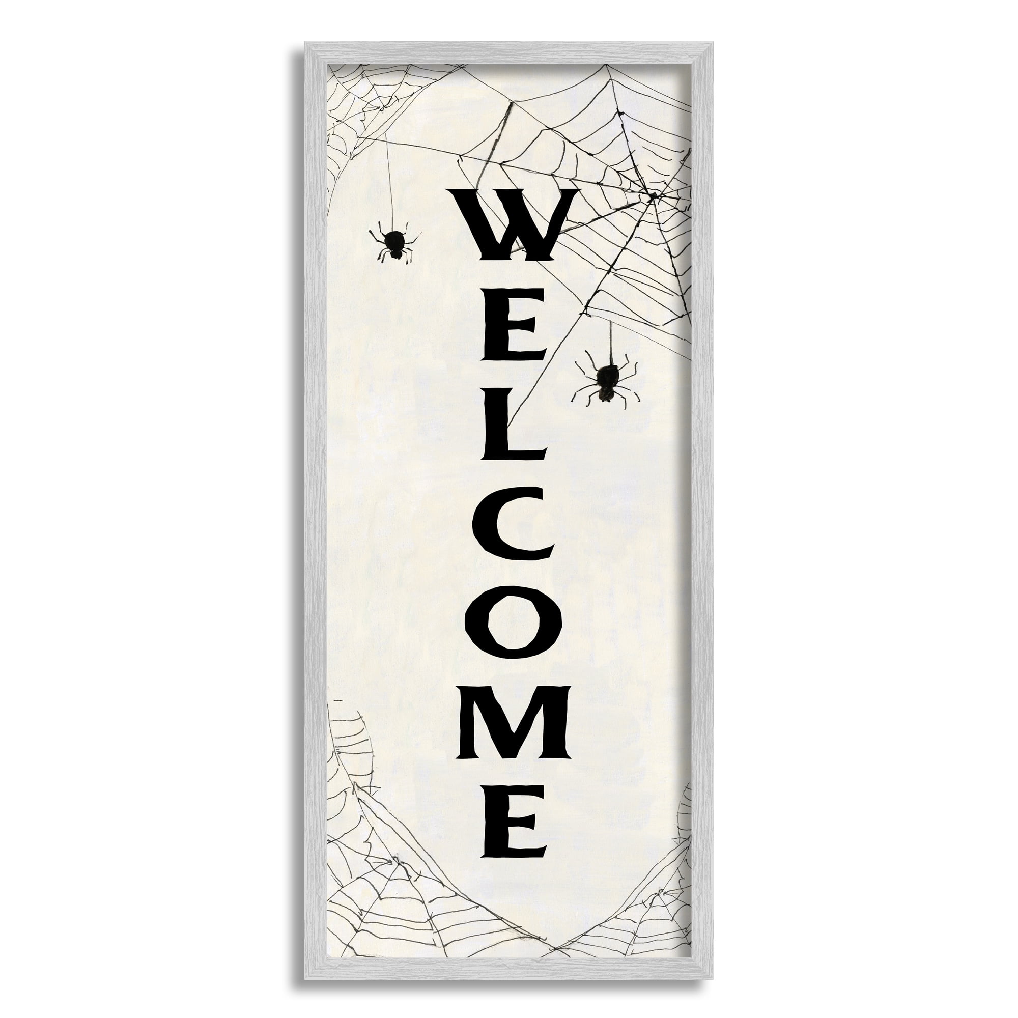 Stupell Indtries Spooky Spiderweb Welcome Sign Festive Halloween Greeting,13 x 30,Design by Sally Swatland