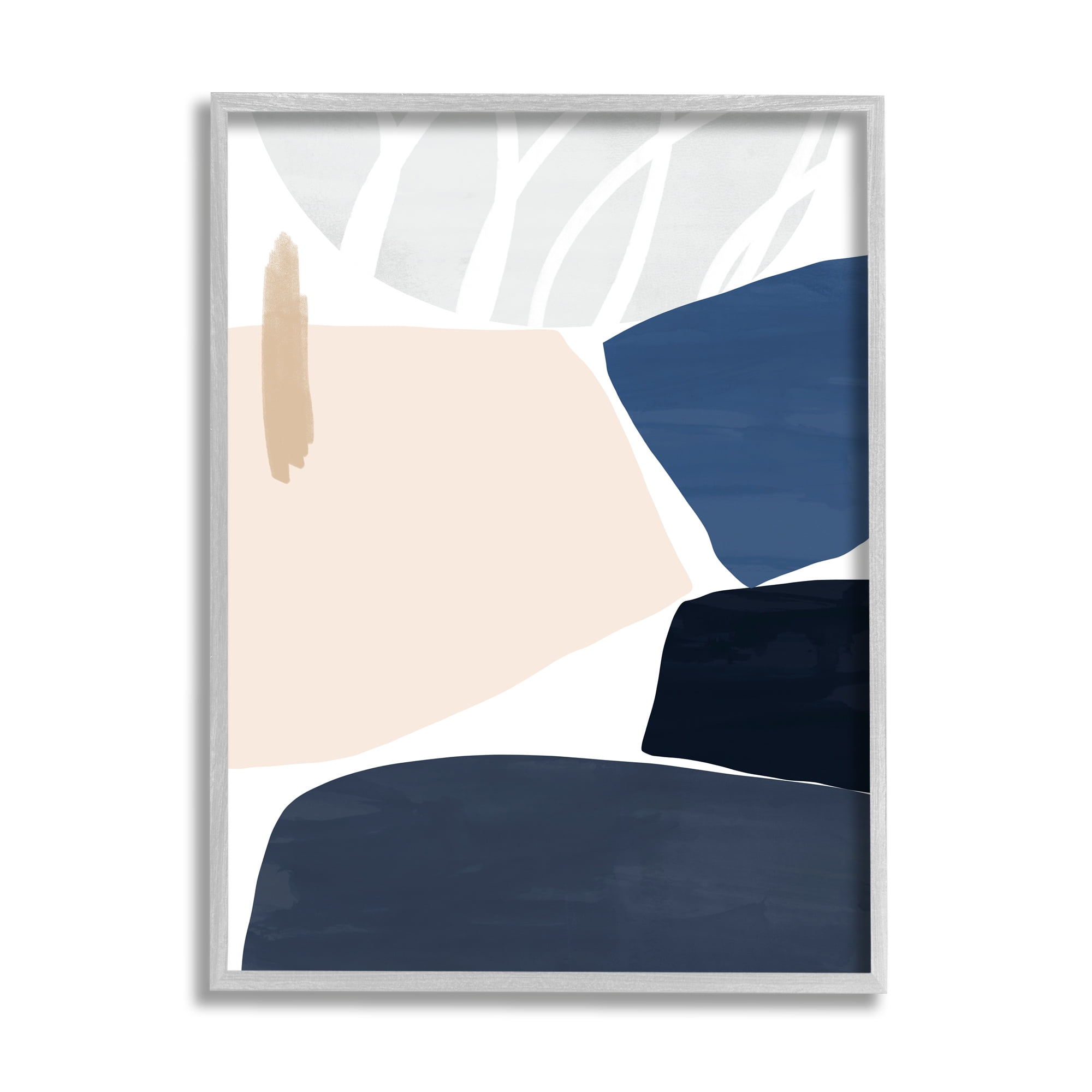 Stupell Indtries Stacked Abstract Shape Collage Modern Pink Blue Beige,16 x 20,Design by Victoria Barnes