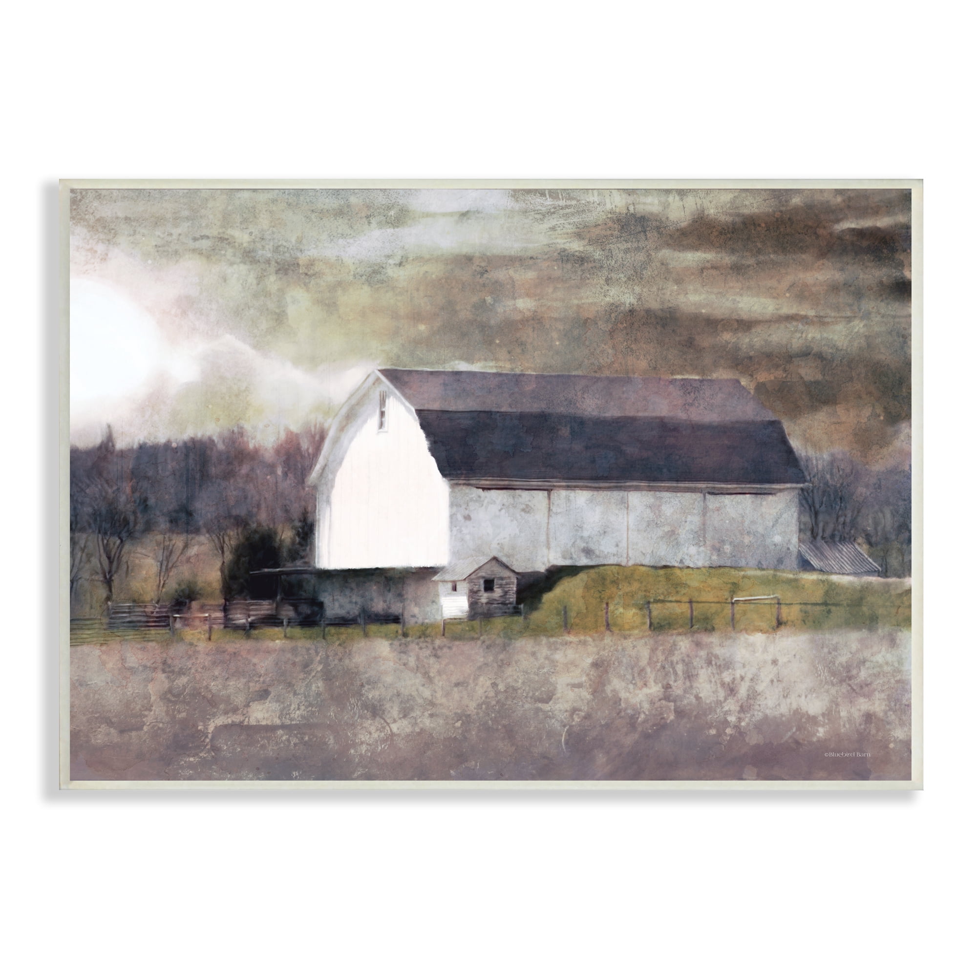 Stupell Indtries Stormy Sky Country Farm Barn Murky Field Landscape,15 x 10,Design by Bluebird Barn