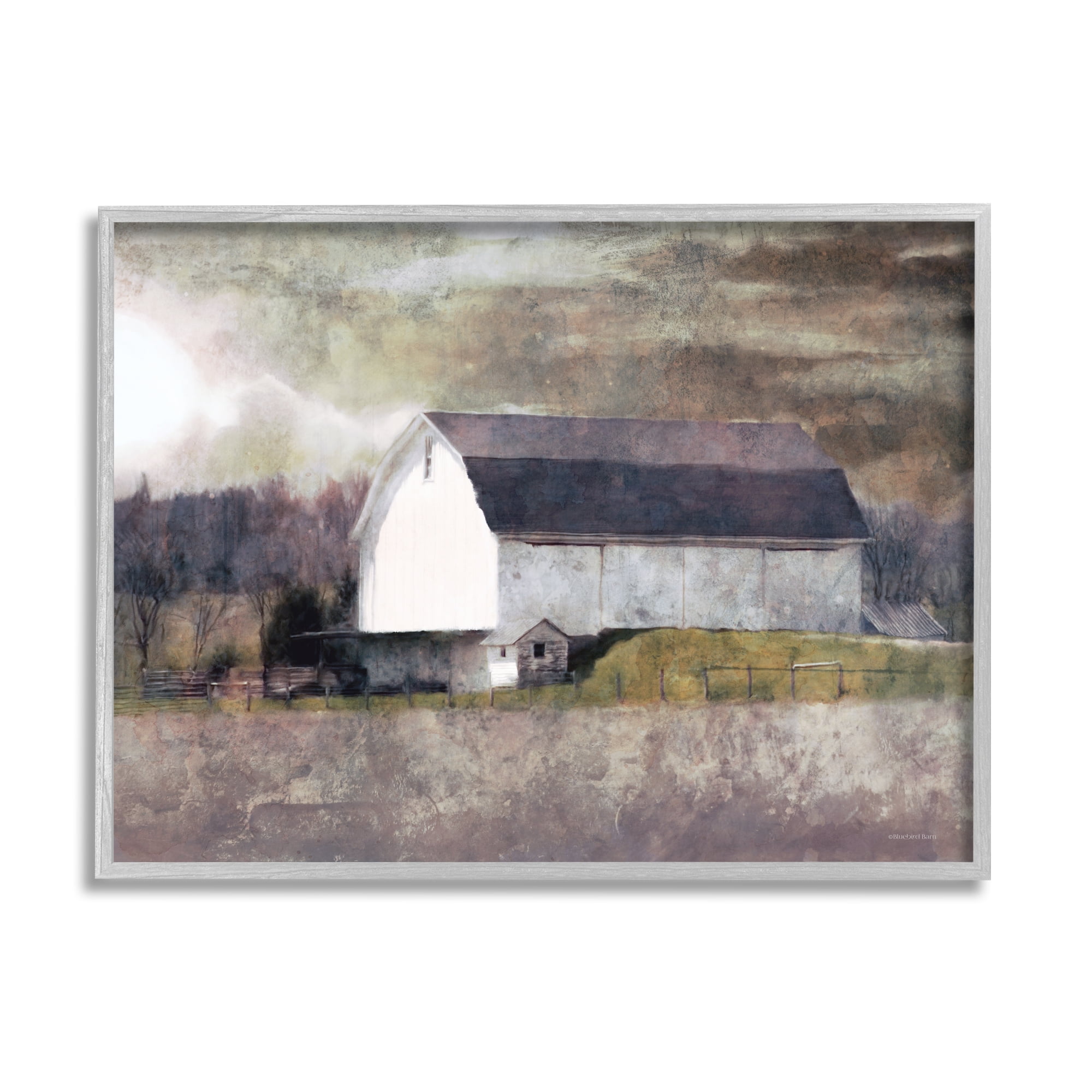Stupell Indtries Stormy Sky Country Farm Barn Murky Field Landscape,20 x 16,Design by Bluebird Barn