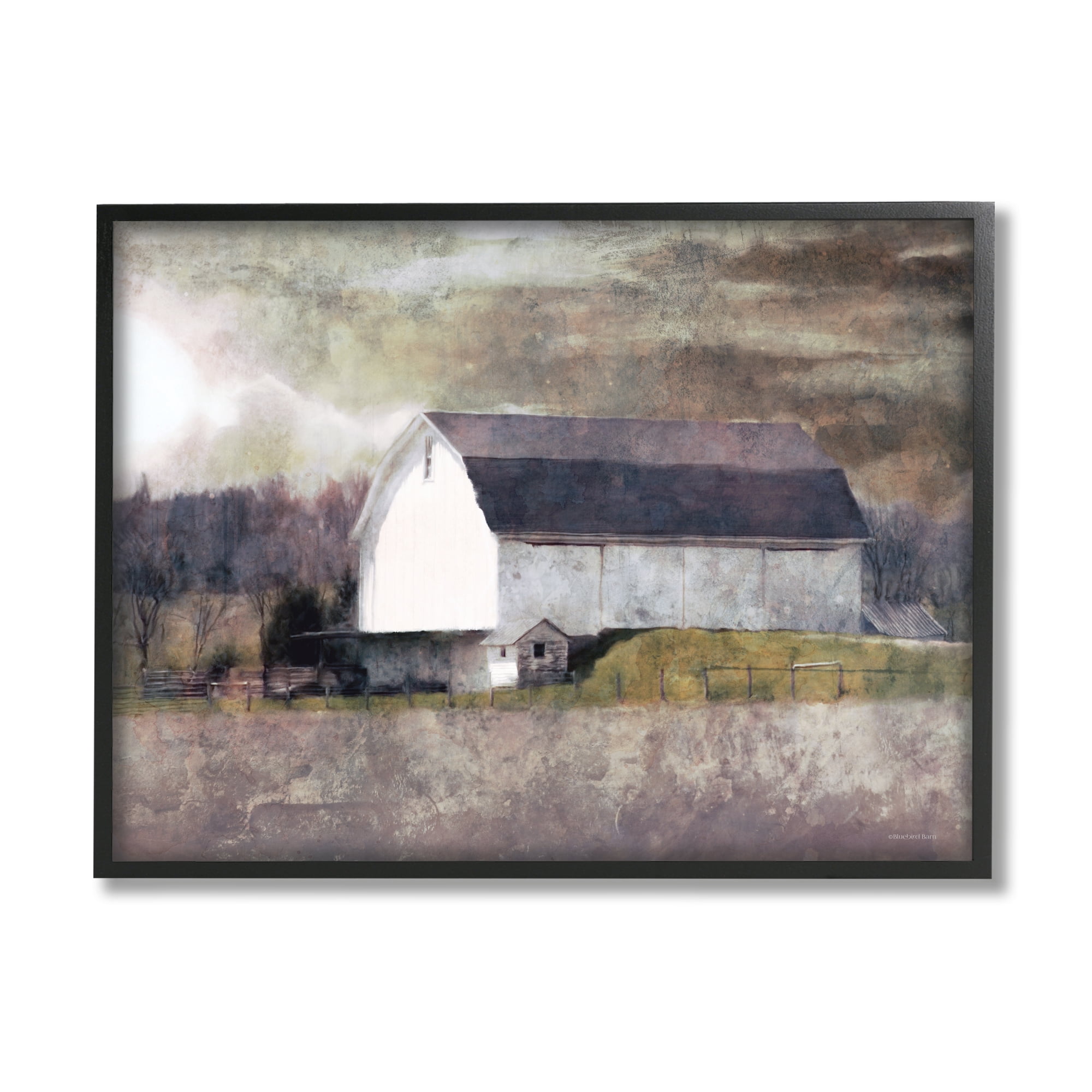 Stupell Indtries Stormy Sky Country Farm Barn Murky Field Landscape,30 x 24,Design by Bluebird Barn