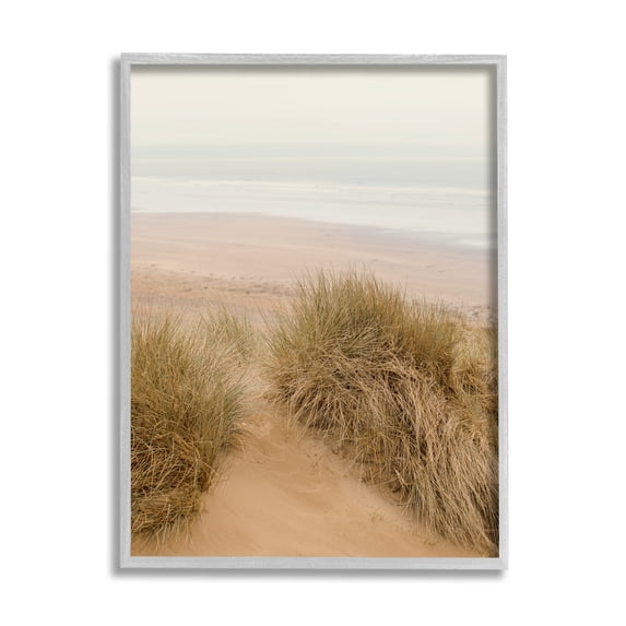 Stupell Indtries Sun Bleached Beach Coast Tall Grass Sand Dunes,11 x 14,Design by Ian Winstanley