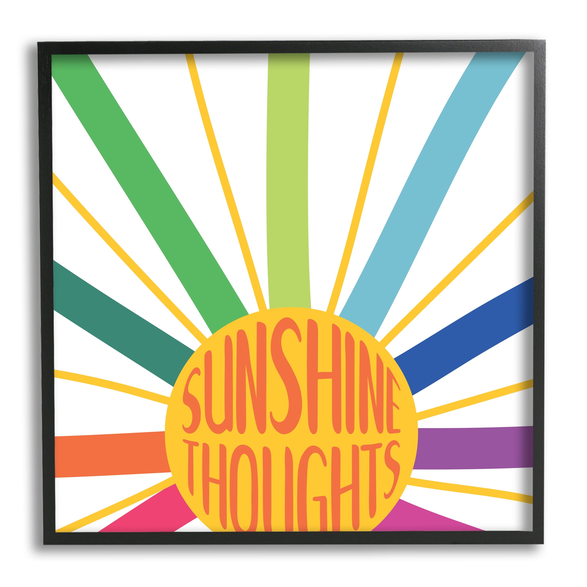 Stupell Indtries Sunshine Thoughts Phrase Rainbow Sunrise Striped Rays,12 x 12,Design by Sd Graphics Studio