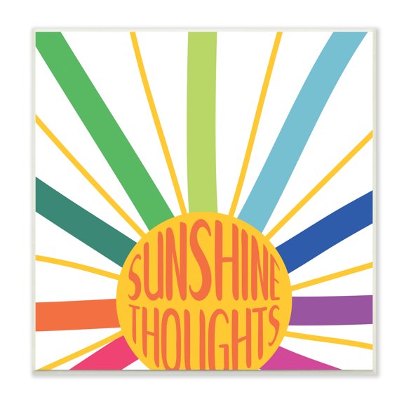 Stupell Indtries Sunshine Thoughts Phrase Rainbow Sunrise Striped Rays,12 x 12,Design by Sd Graphics Studio