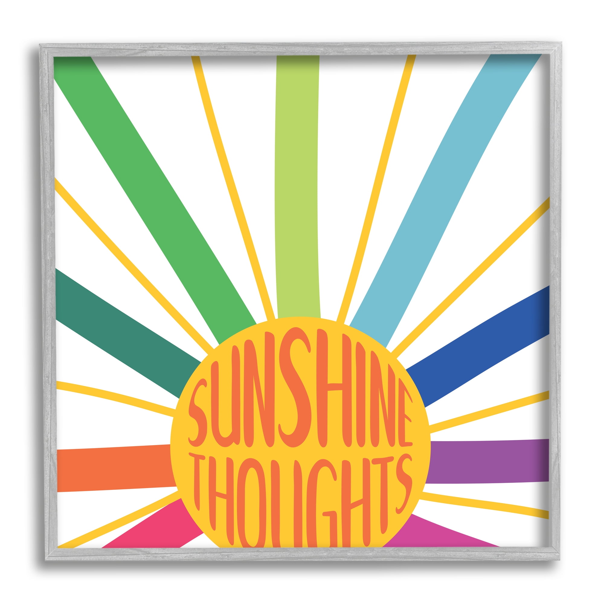 Stupell Indtries Sunshine Thoughts Phrase Rainbow Sunrise Striped Rays,17 x 17,Design by Sd Graphics Studio