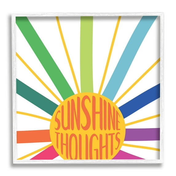 Stupell Indtries Sunshine Thoughts Phrase Rainbow Sunrise Striped Rays,24 x 24,Design by Sd Graphics Studio
