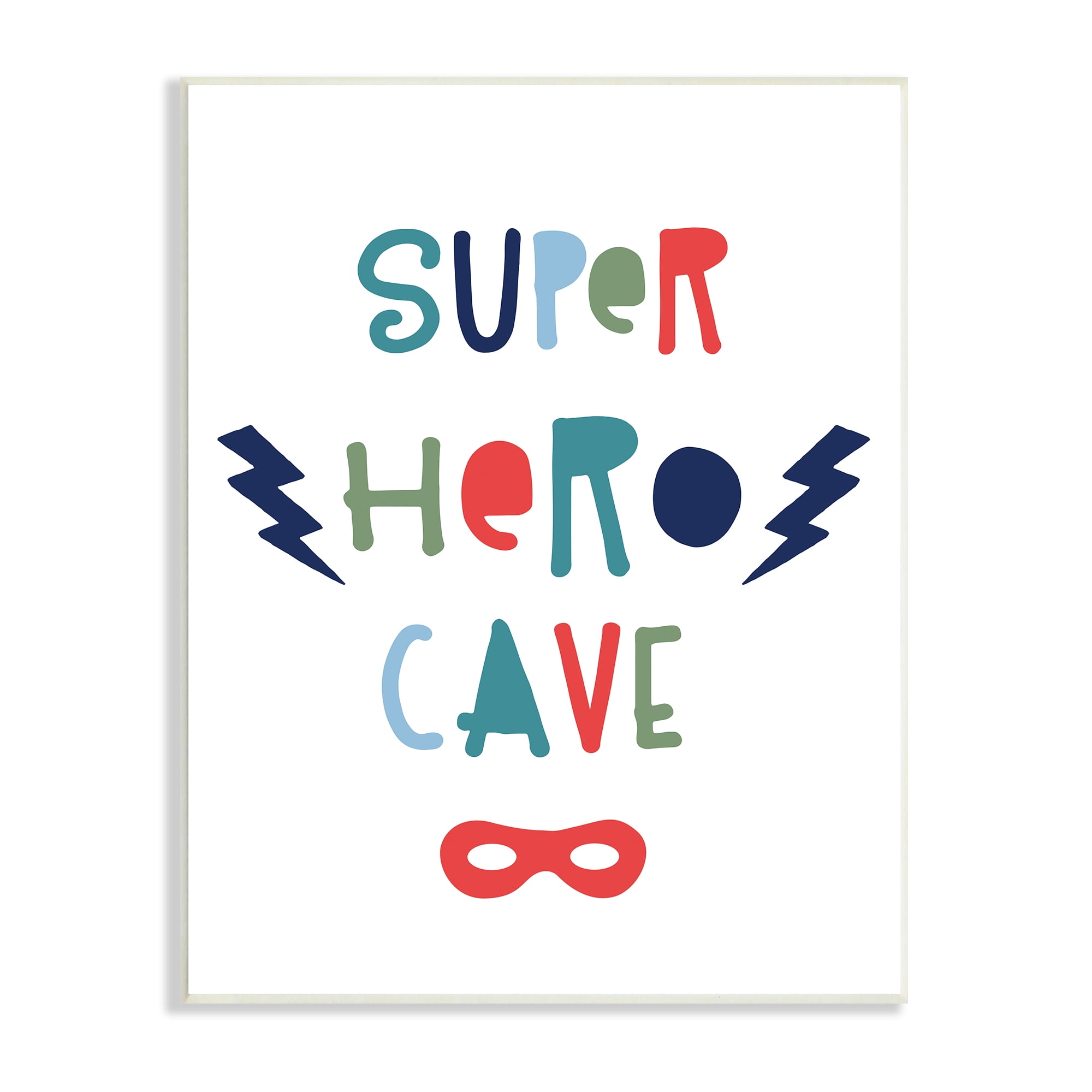 Stupell Indtries Super Hero Cave Sign Playful Typography Red Mask,10 x 15,Design by &nbsp;Natalie Carpentieri
