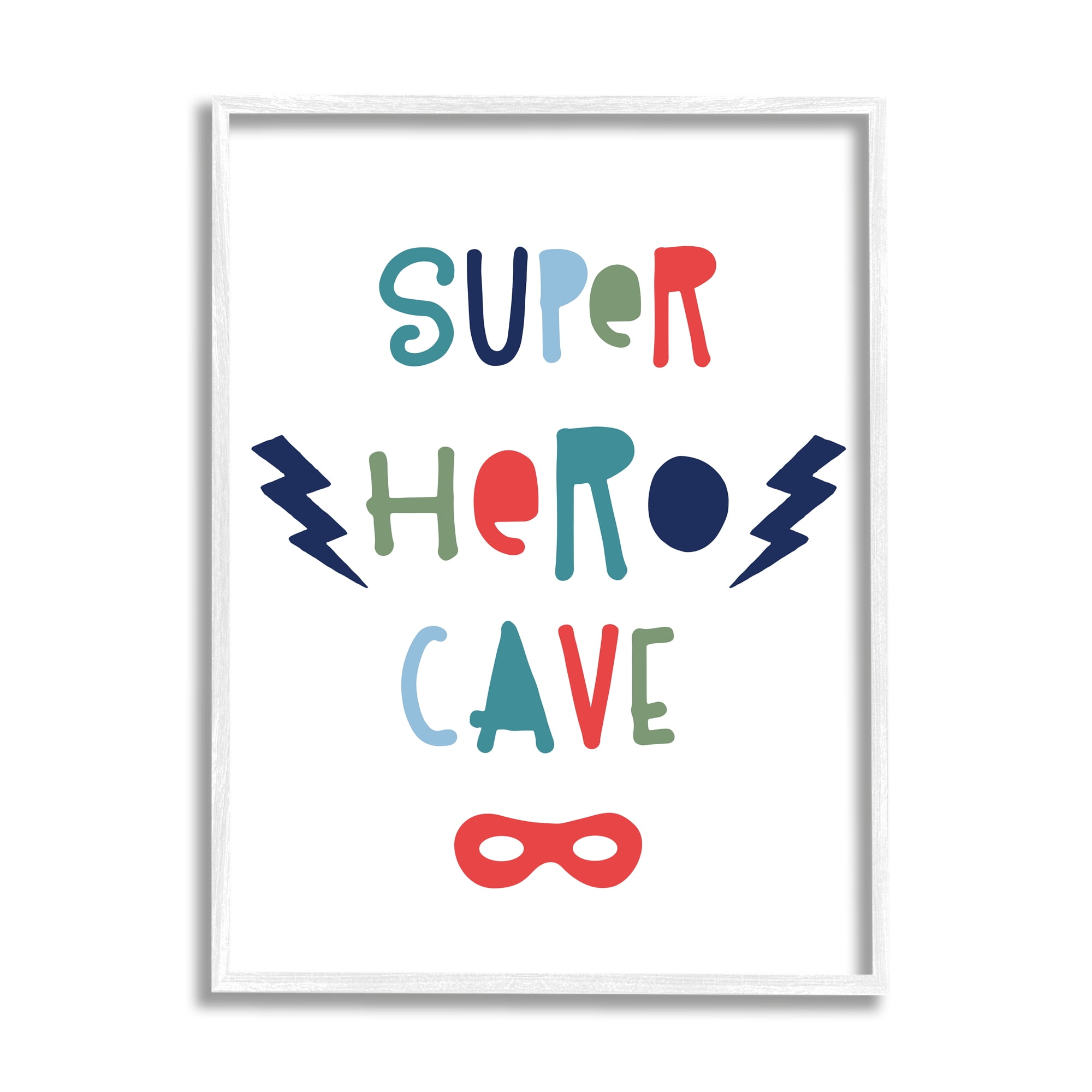 Stupell Indtries Super Hero Cave Sign Playful Typography Red Mask,16 x 20,Design by &nbsp;Natalie Carpentieri