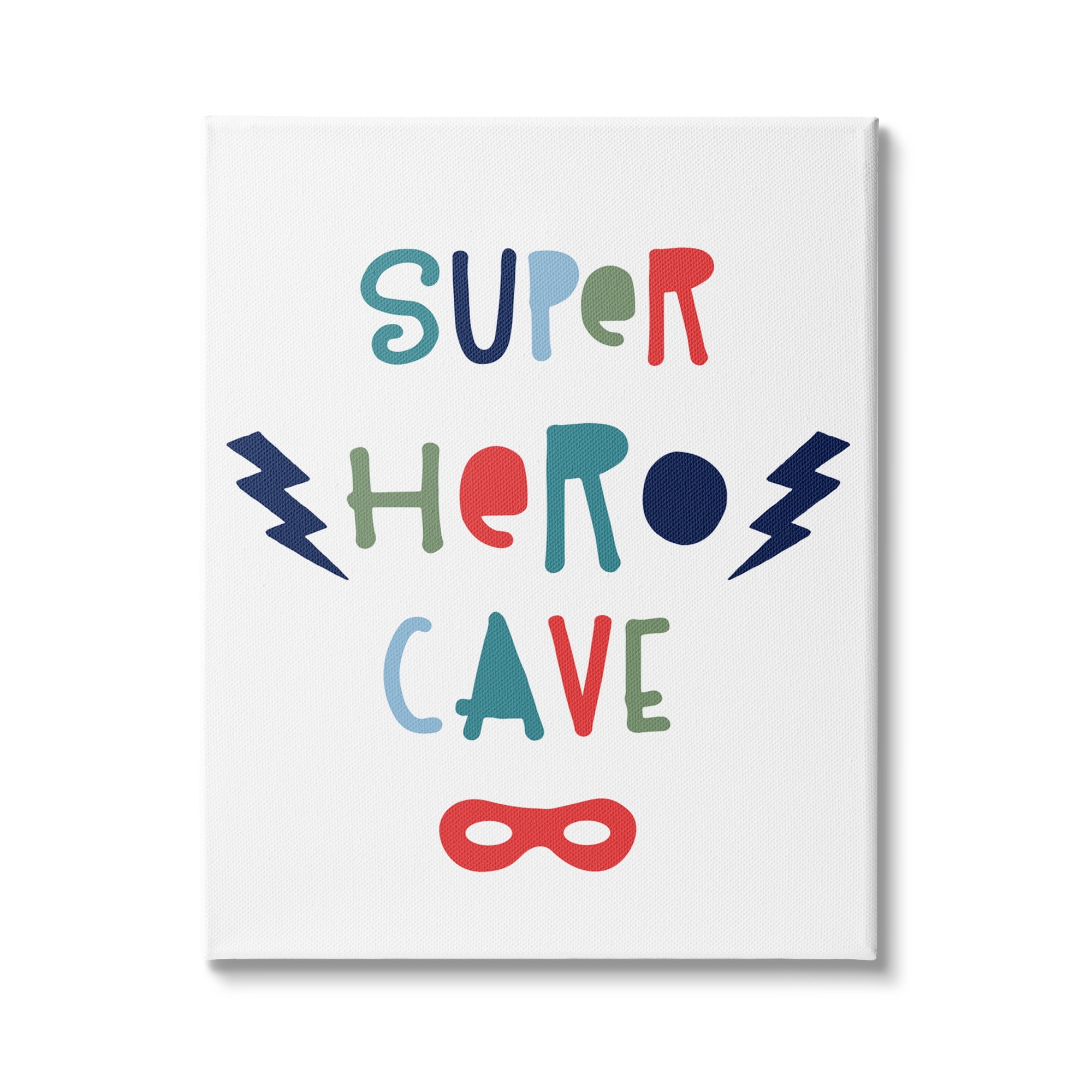 Stupell Indtries Super Hero Cave Sign Playful Typography Red Mask,24 x 30,Design by &nbsp;Natalie Carpentieri