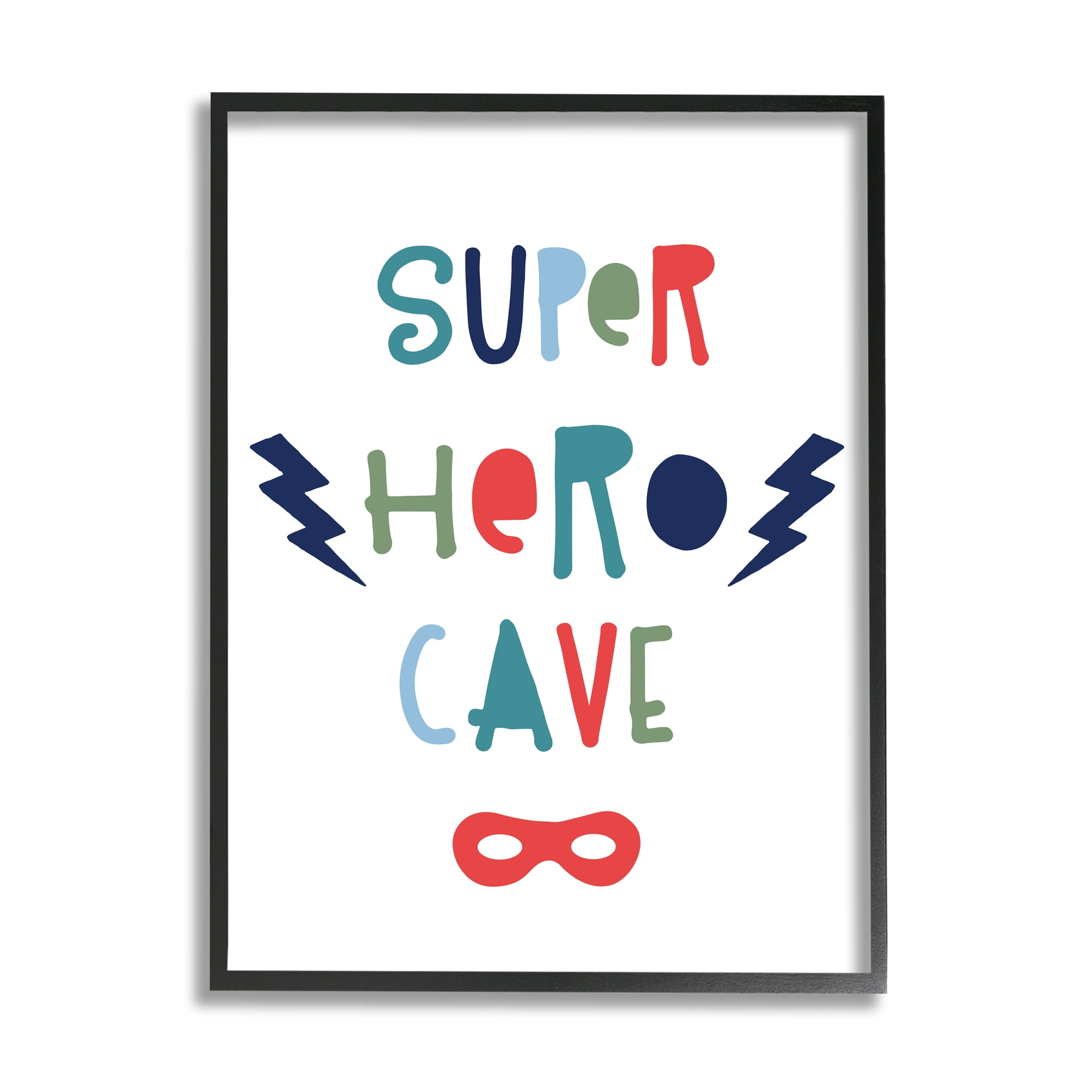 Stupell Indtries Super Hero Cave Sign Playful Typography Red Mask,24 x 30,Design by &nbsp;Natalie Carpentieri