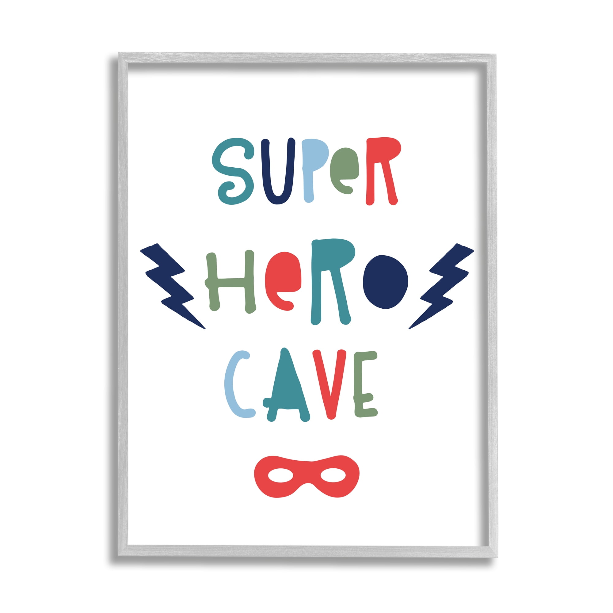 Stupell Indtries Super Hero Cave Sign Playful Typography Red Mask,24 x 30,Design by &nbsp;Natalie Carpentieri