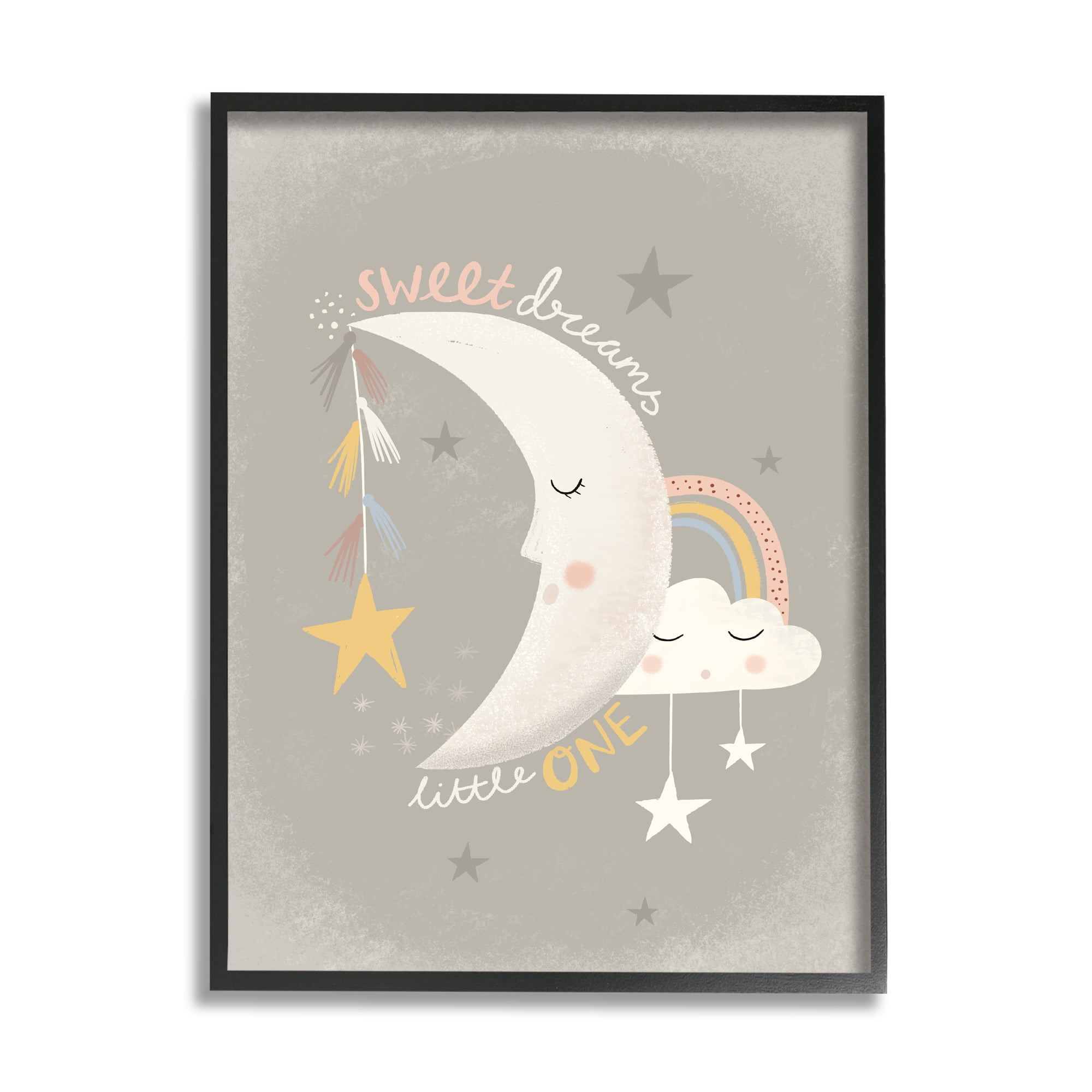 Stupell Indtries Sweet Dreams Little One Sentiment Sleeping Crescent Moon,16 x 20,Design by Louise Allen Designs