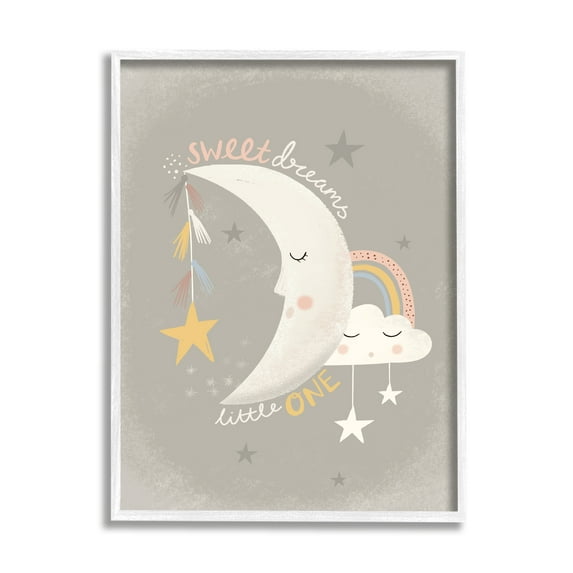 Stupell Indtries Sweet Dreams Little One Sentiment Sleeping Crescent Moon,24 x 30,Design by Louise Allen Designs