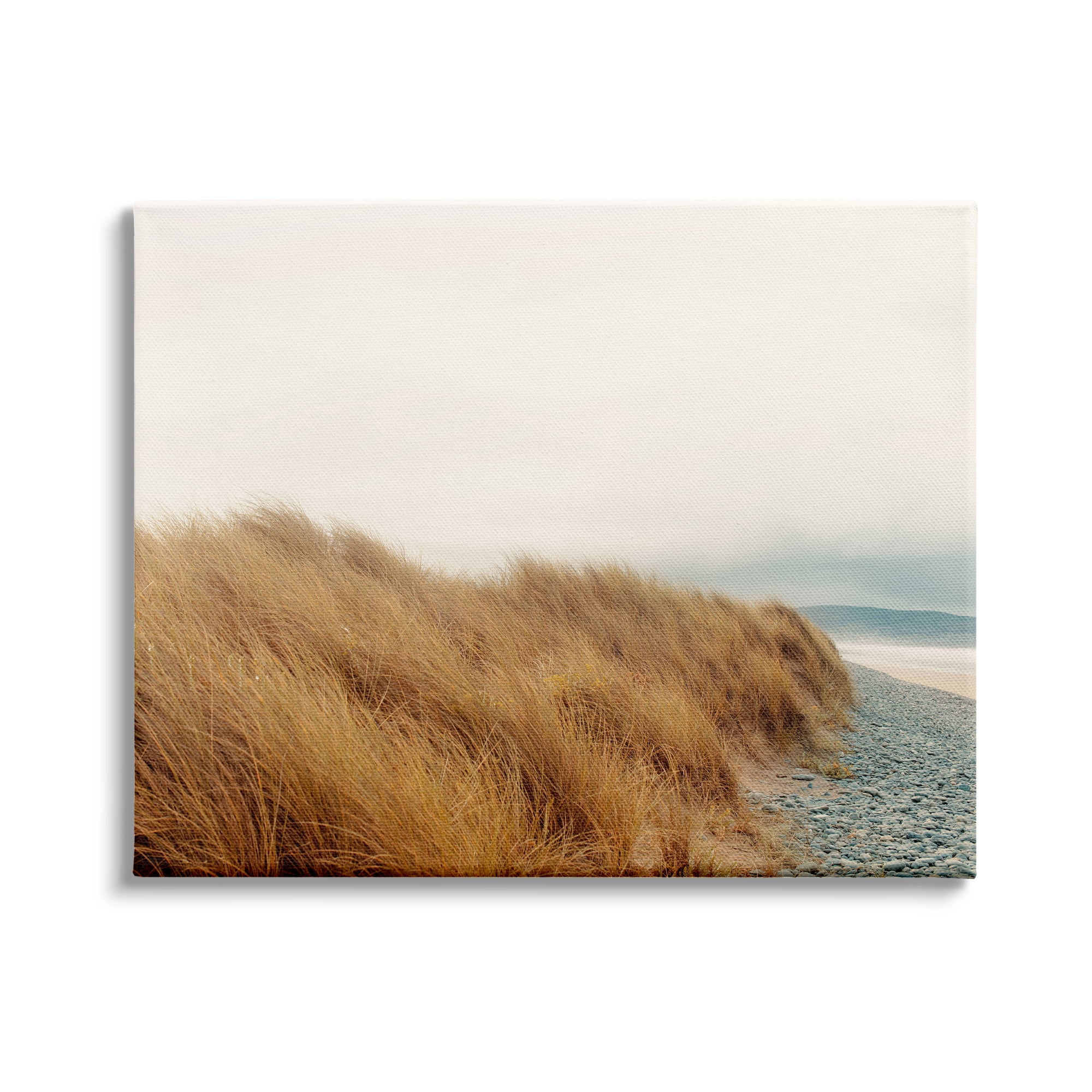 Stupell Indtries Tall Grass Windy Ocean Scene Pebble Coast Beach,48 x 36,Design by Ian Winstanley