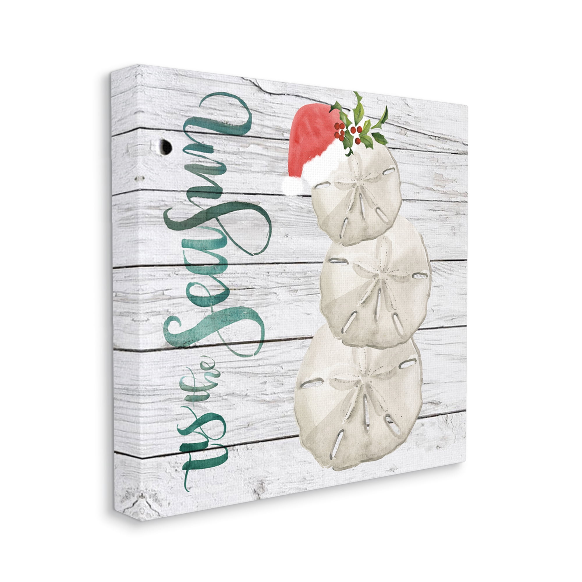 Stupell Industries Tis the Sea Sun Phrase Christmas Sand Dollars Nature Painting Gallery Wrapped Canvas Art Print Wall Art, 36 x 36