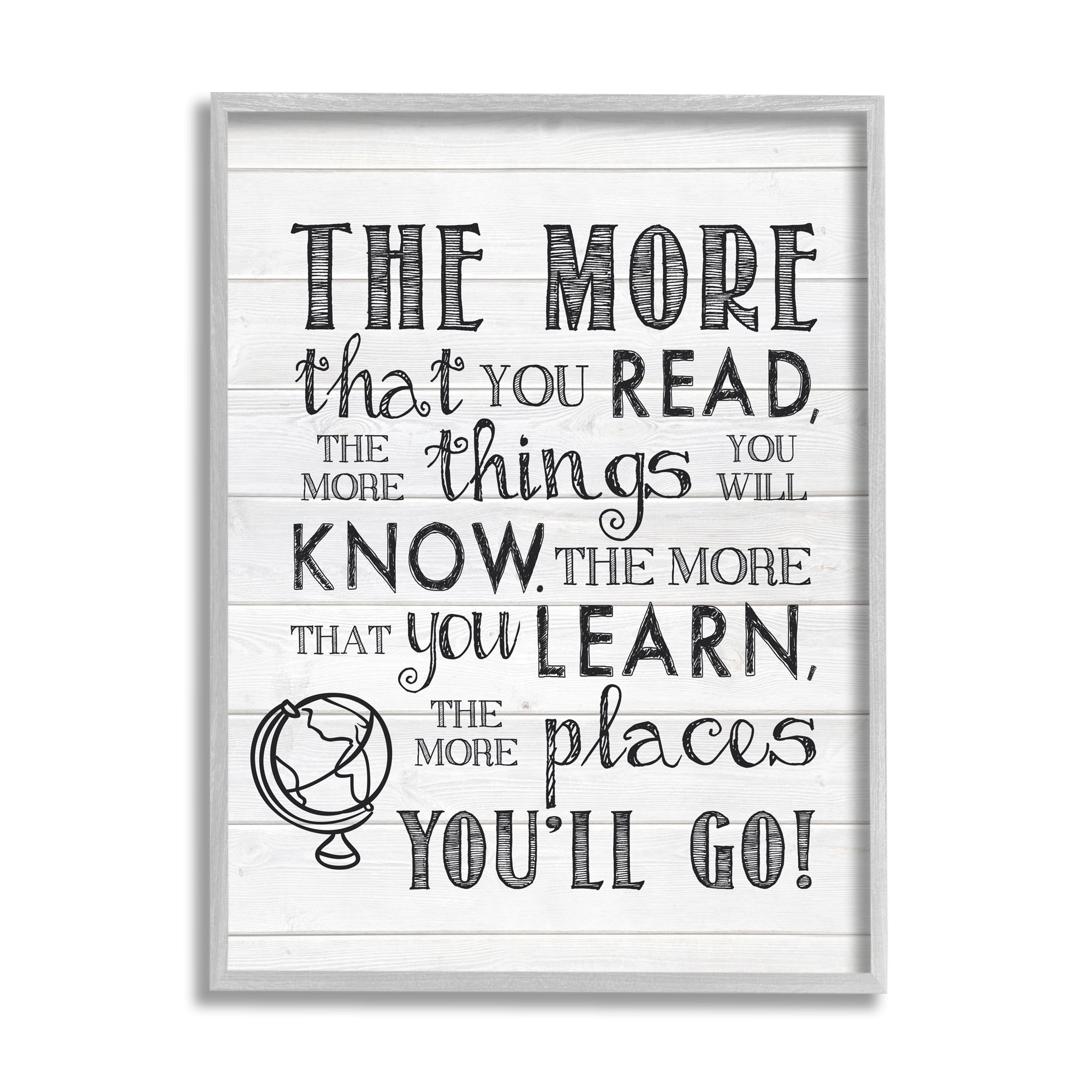 Stupell Indtries The More You Read Quote Rtic Plank Pattern,11 x 14,Design by Lettered and Lined