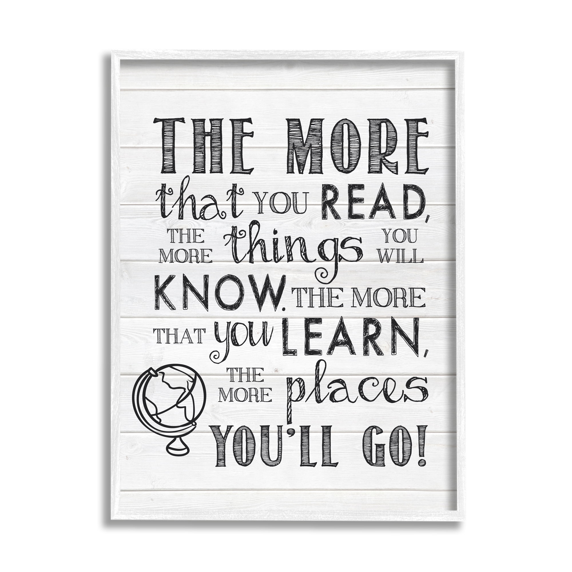 Stupell Indtries The More You Read Quote Rtic Plank Pattern,11 x 14,Design by Lettered and Lined