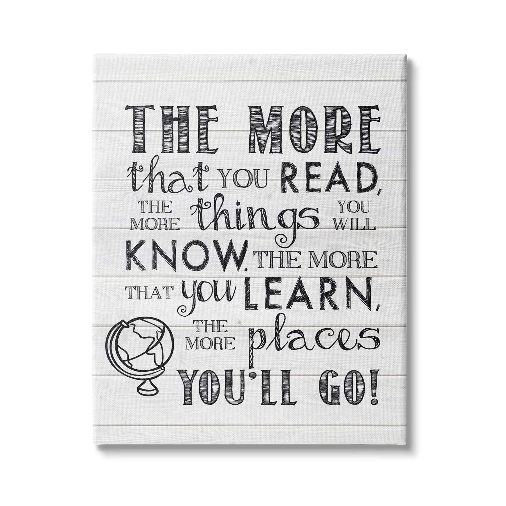 Stupell Indtries The More You Read Quote Rtic Plank Pattern,16 x 20,Design by Lettered and Lined