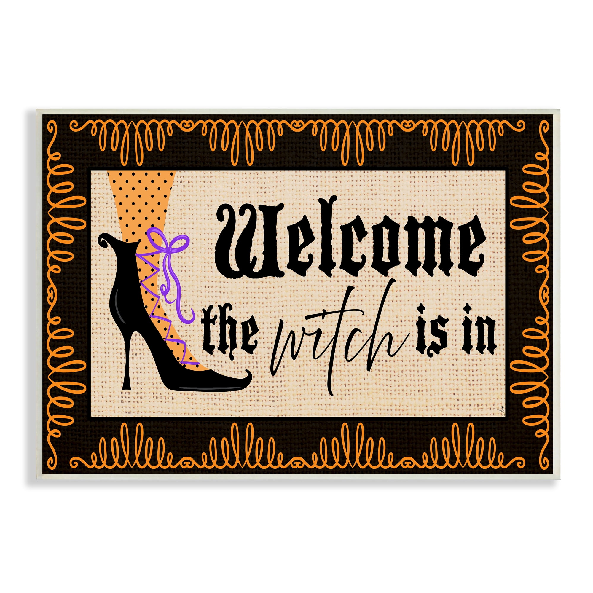 Stupell Indtries The Witch Is In Sign Spooky Halloween Welcome,15 x 10,Design by Andi Metz