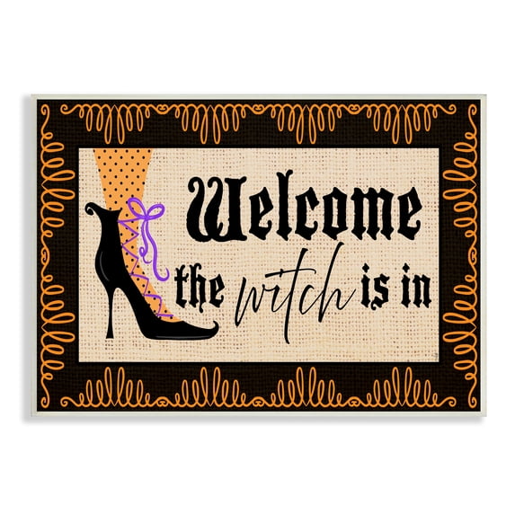 Stupell Indtries The Witch Is In Sign Spooky Halloween Welcome,19 x 13,Design by Andi Metz