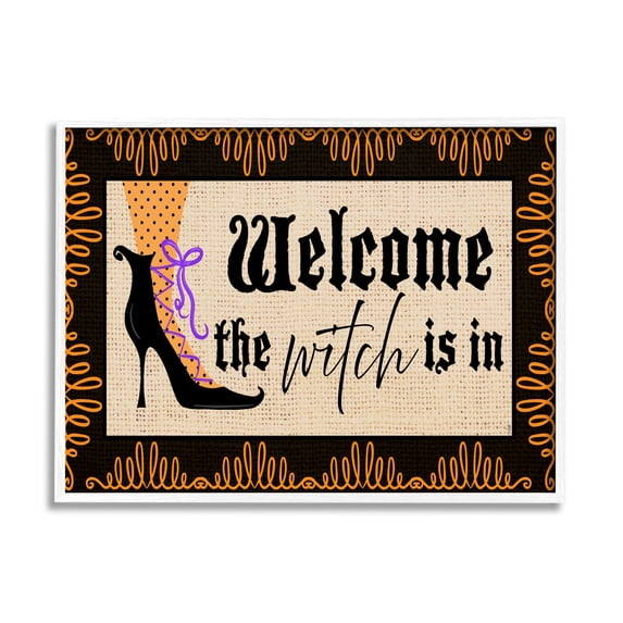 Stupell Indtries The Witch Is In Sign Spooky Halloween Welcome,20 x 16,Design by Andi Metz