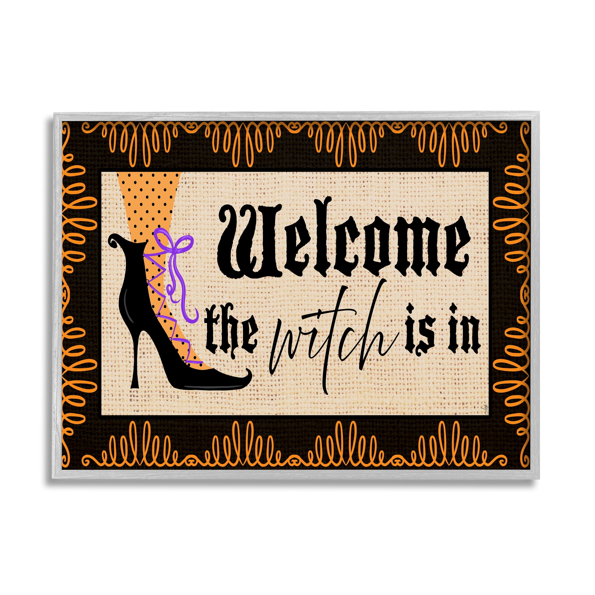 Stupell Indtries The Witch Is In Sign Spooky Halloween Welcome,20 x 16,Design by Andi Metz