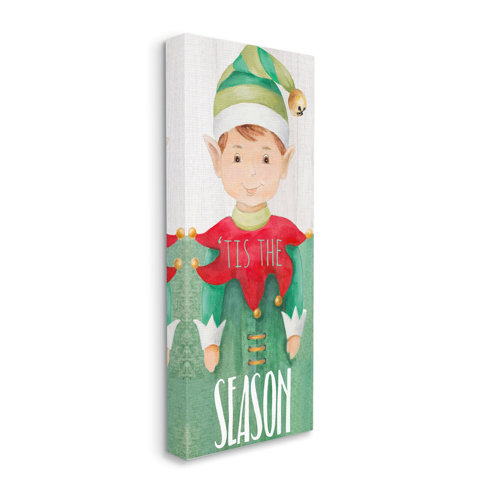 Stupell Indtries Tis the Season Green Christmas Elf Bell Hat, 10 x 24, Design by Lanie Loreth