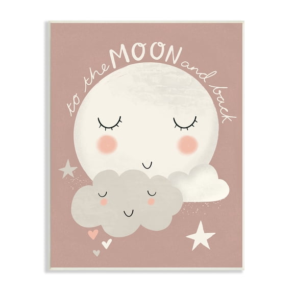 Stupell Indtries To the Moon and Back Phrase Sleeping Cloud,10 x 15,Design by Louise Allen Designs