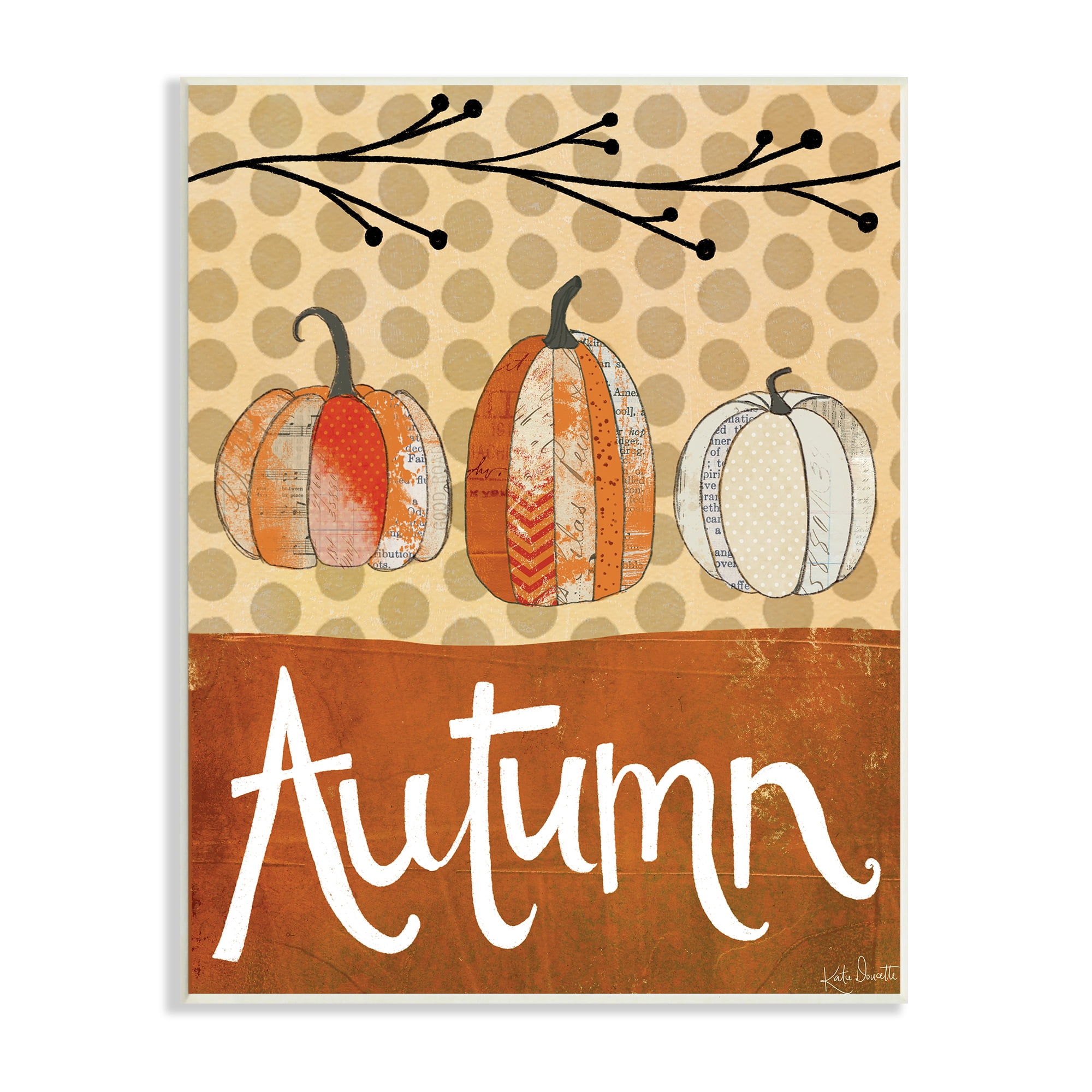 Stupell Indtries Traditional Autumn Pumpkin Illtration Abstract Pattern Gourds,10 x 15,Design by Katie Doucette