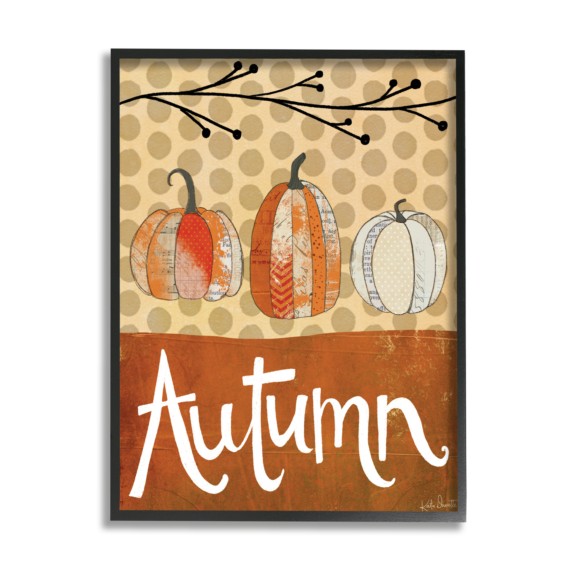 Stupell Indtries Traditional Autumn Pumpkin Illtration Abstract Pattern Gourds,11 x 14,Design by Katie Doucette