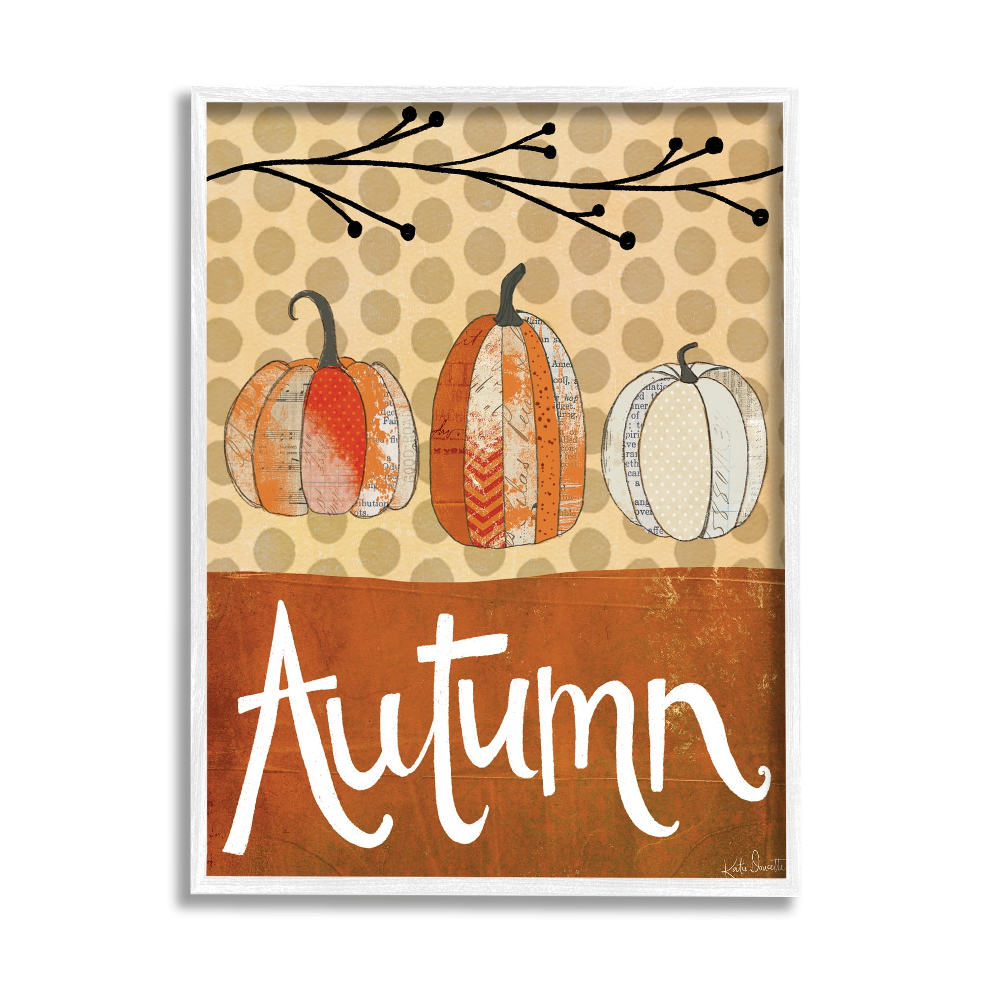 Stupell Indtries Traditional Autumn Pumpkin Illtration Abstract Pattern Gourds,24 x 30,Design by Katie Doucette