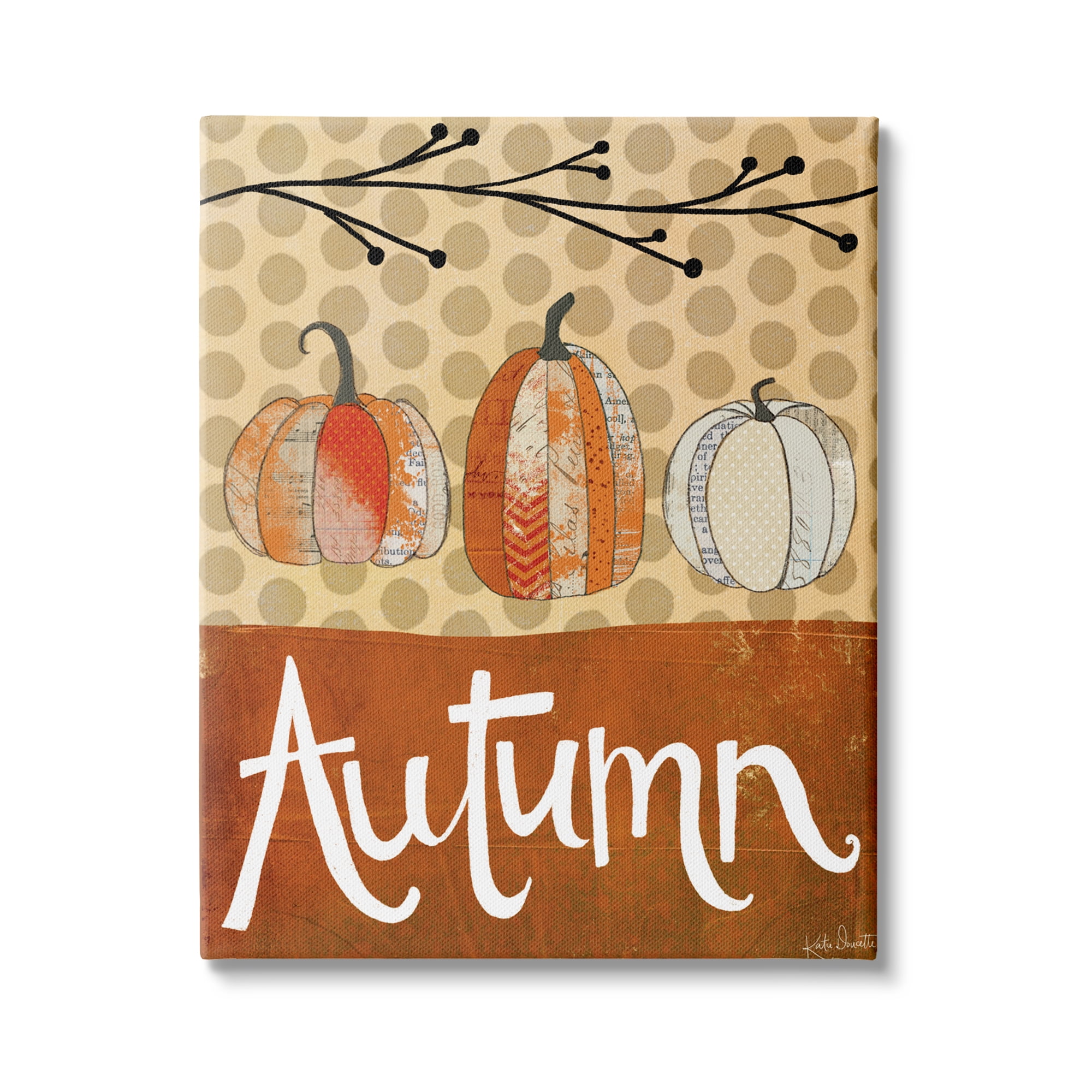 Stupell Indtries Traditional Autumn Pumpkin Illtration Abstract Pattern Gourds,24 x 30,Design by Katie Doucette