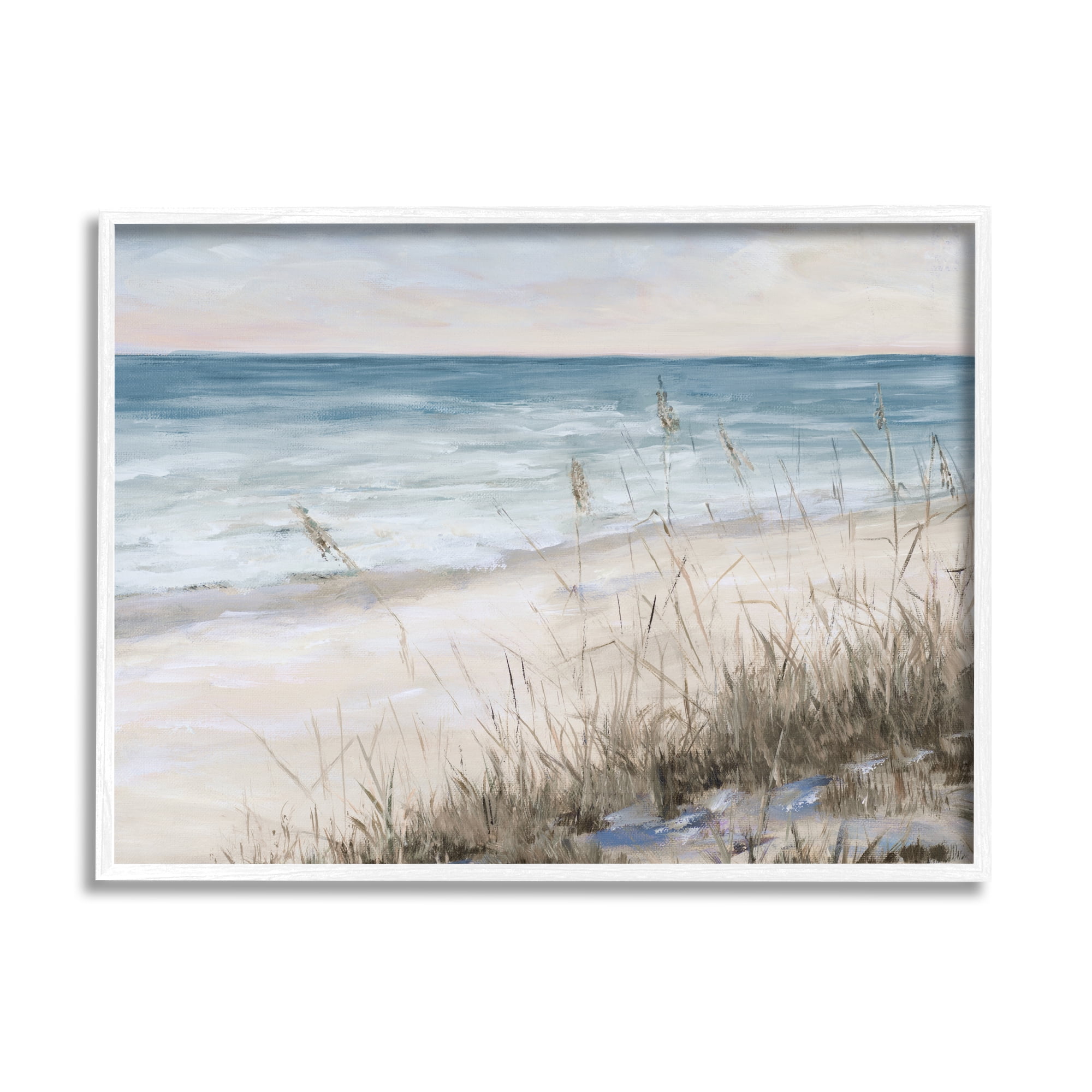 White Framed Coastal Beach Scene Giclée Wall Art, 14 x 11