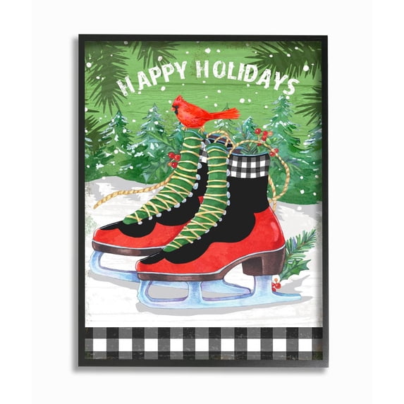 Stupell Indtries Traditional 'Happy Holidays' Winter Season Skating Design Designed by Andrea Tachiera