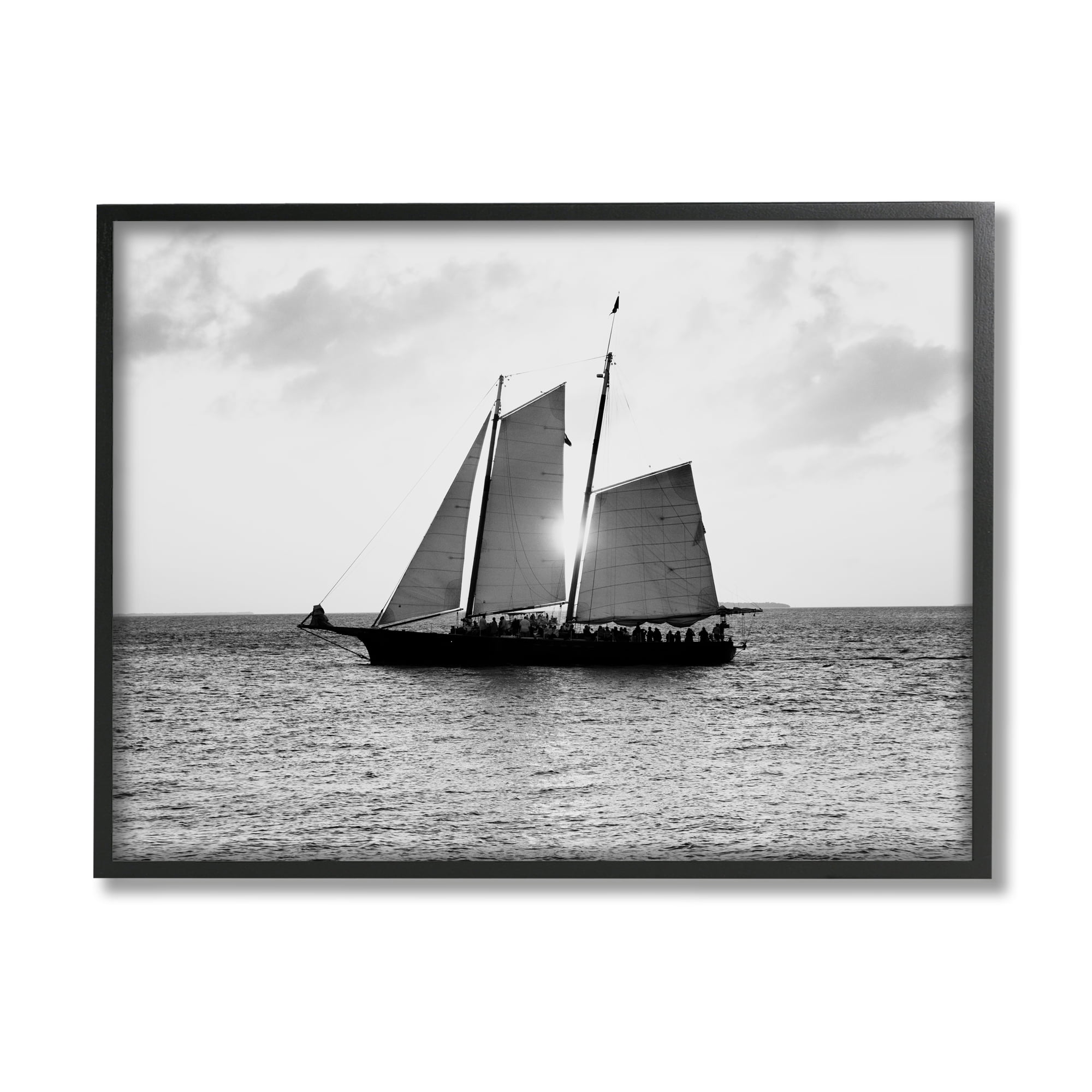 Stupell Indtries Traditional Ship Sailing Across Ocean Black White Photography,14 x 11,Design by Debbie O'dell