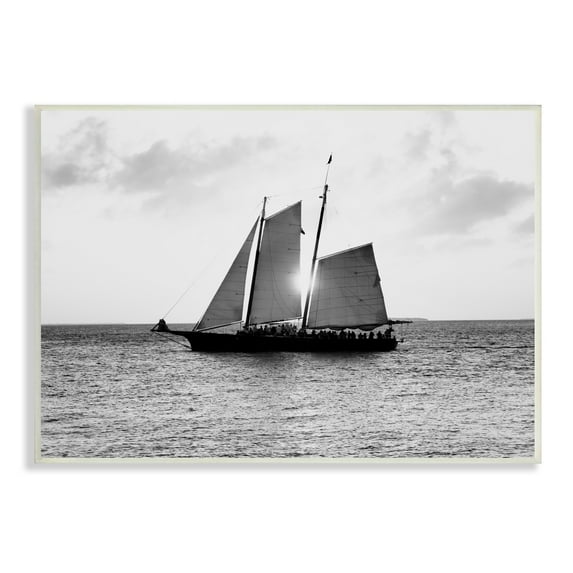 Stupell Indtries Traditional Ship Sailing Across Ocean Black White Photography,15 x 10,Design by Debbie O'dell