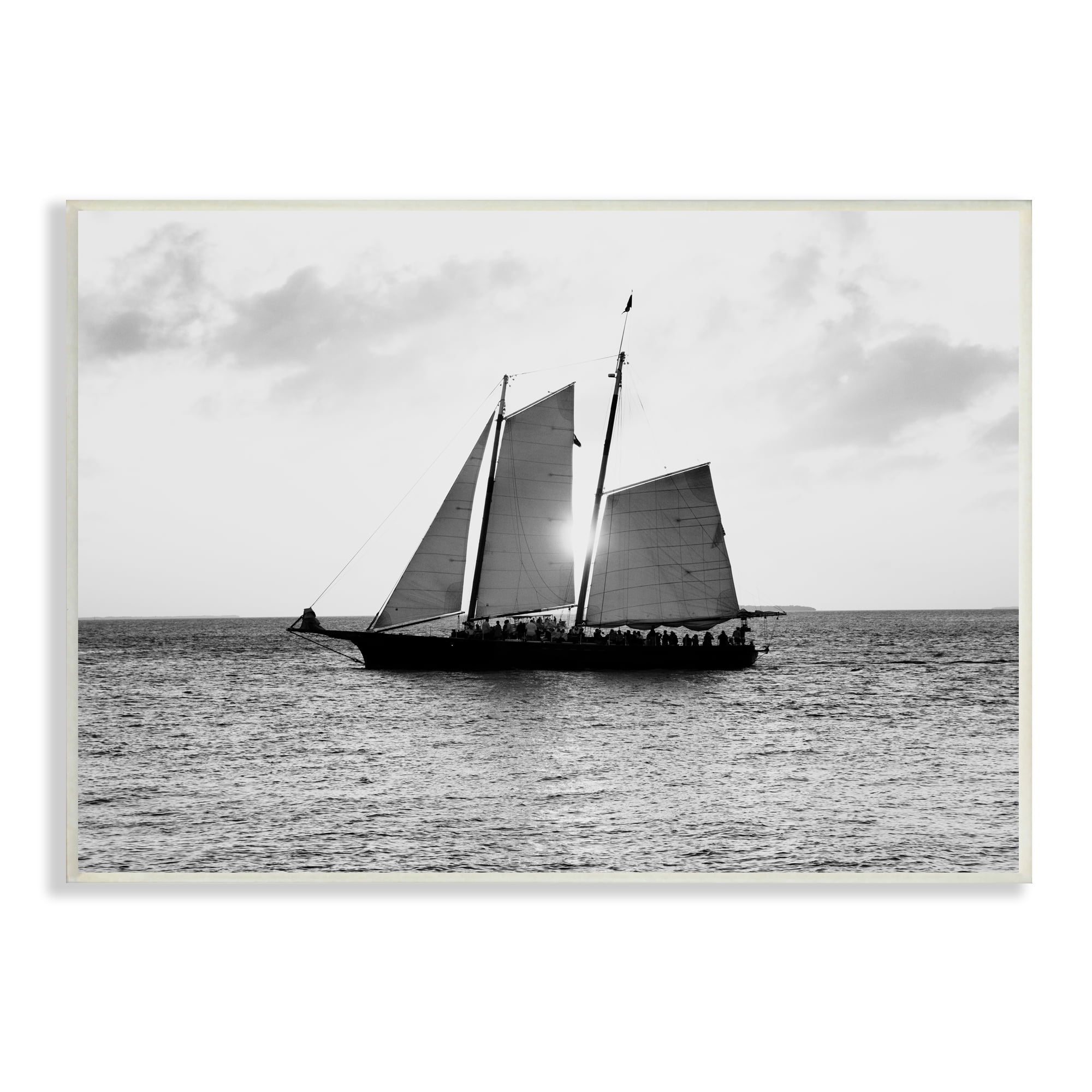 Stupell Indtries Traditional Ship Sailing Across Ocean Black White Photography,19 x 13,Design by Debbie O'dell