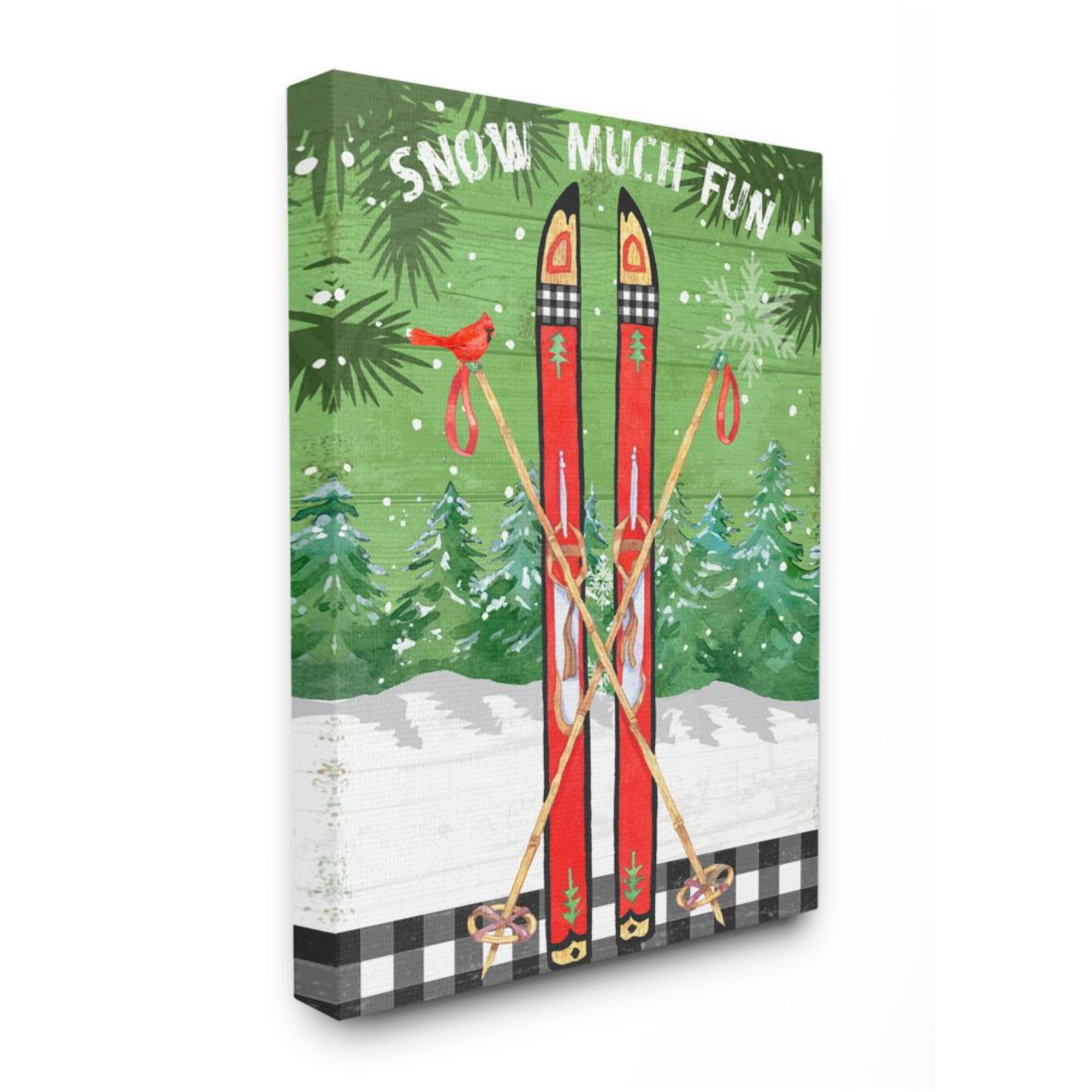 Stupell Indtries Traditional 'Snow Much Fun' Winter Season Ski Sign Designed by Andrea Tachiera