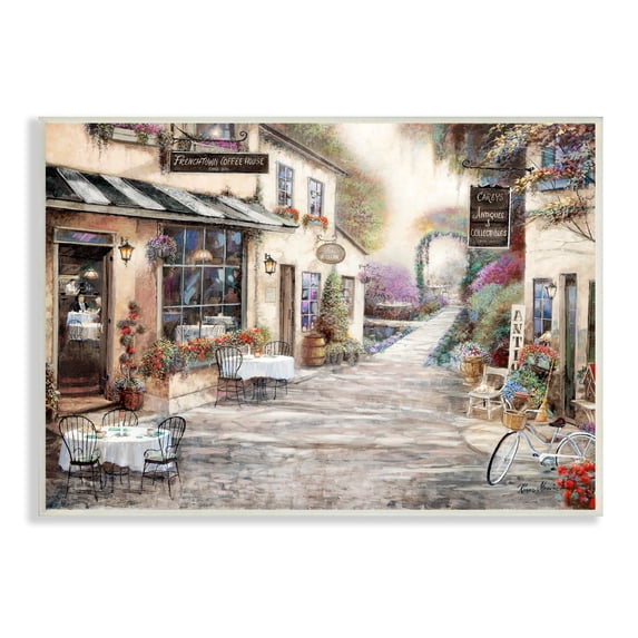 Stupell Indtries Traditional Village City Architecture Charming Bistro Scene,19 x 13,Design by Ruane Manning