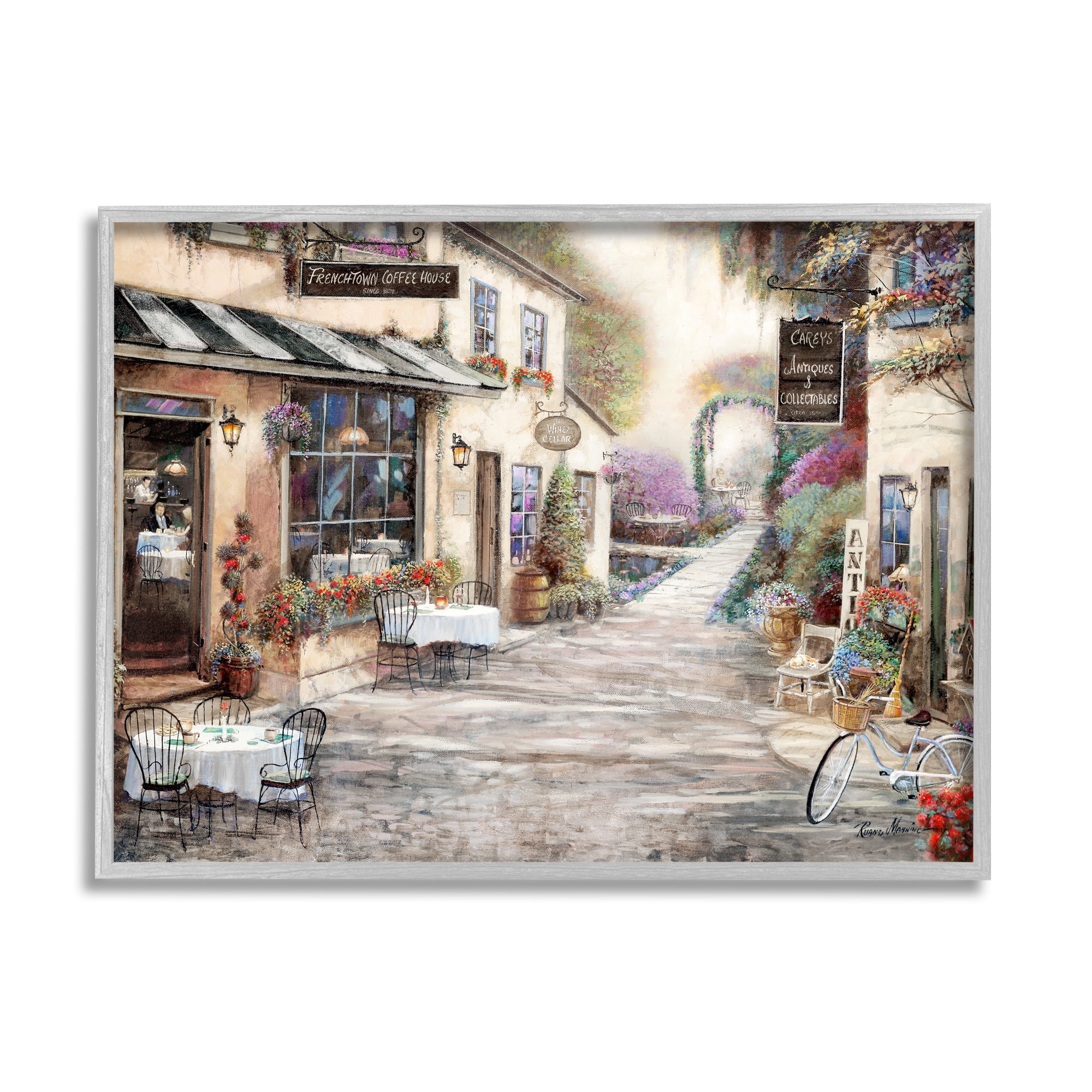 Stupell Indtries Traditional Village City Architecture Charming Bistro Scene,30 x 24,Design by Ruane Manning
