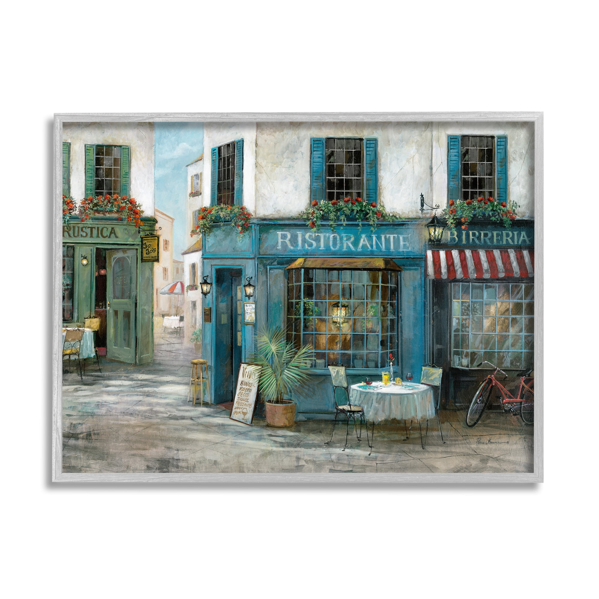 Stupell Indtries Traditional Village Plaza Architecture Restaurant Patio Scene,14 x 11,Design by Ruane Manning