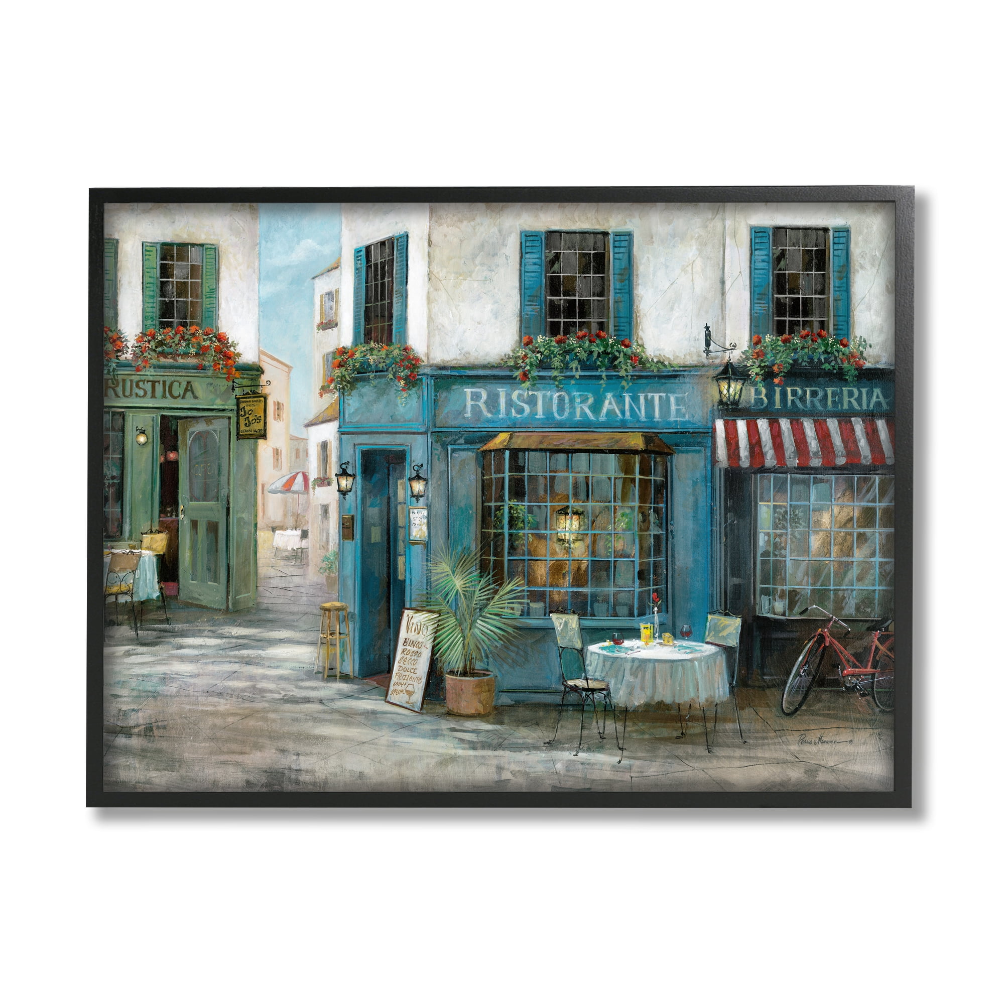 Stupell Indtries Traditional Village Plaza Architecture Restaurant Patio Scene,20 x 16,Design by Ruane Manning