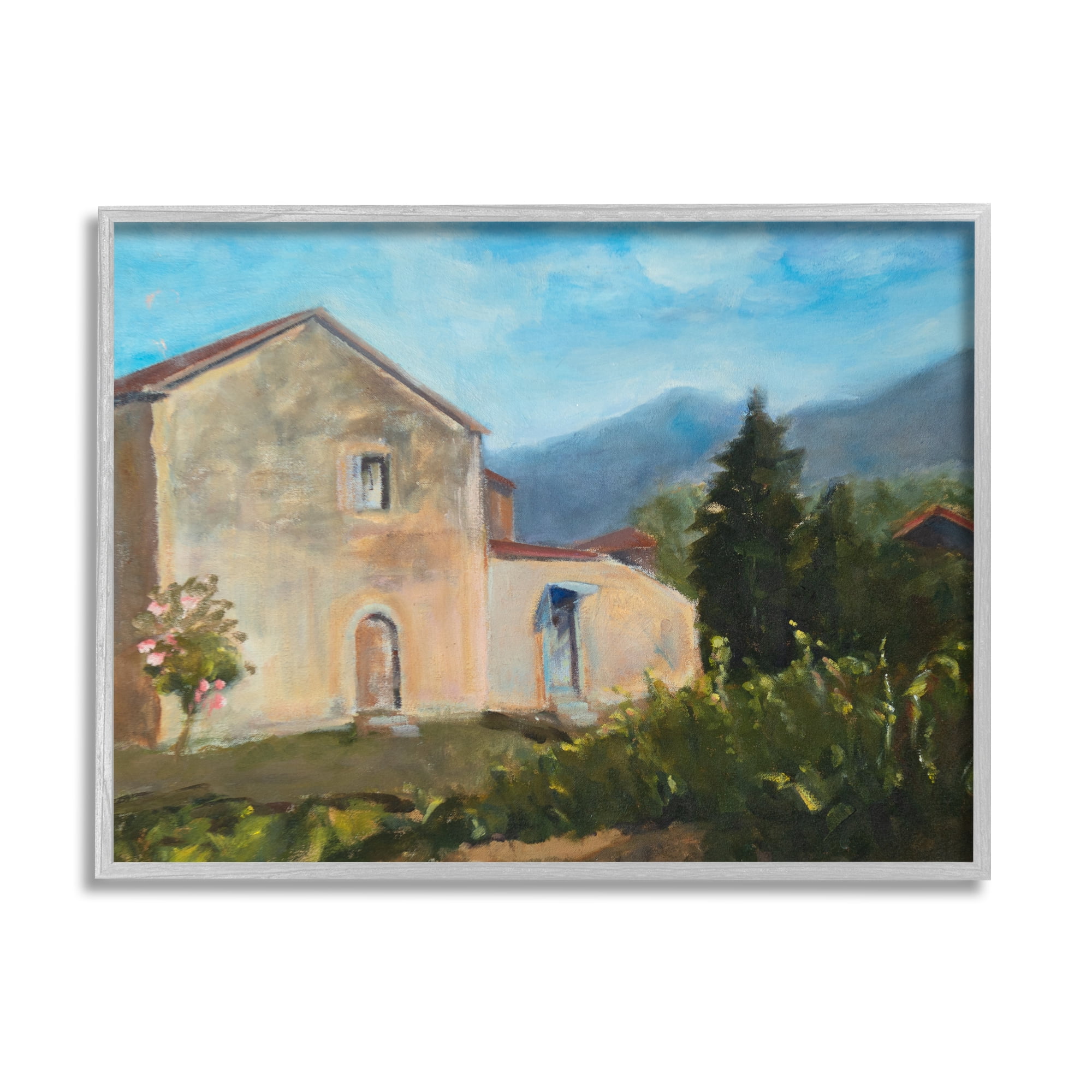 Stupell Indtries Traditional Vineyard Villa Landscape Tall Trees Mountain Range,20 x 16,Design by Snne Marie