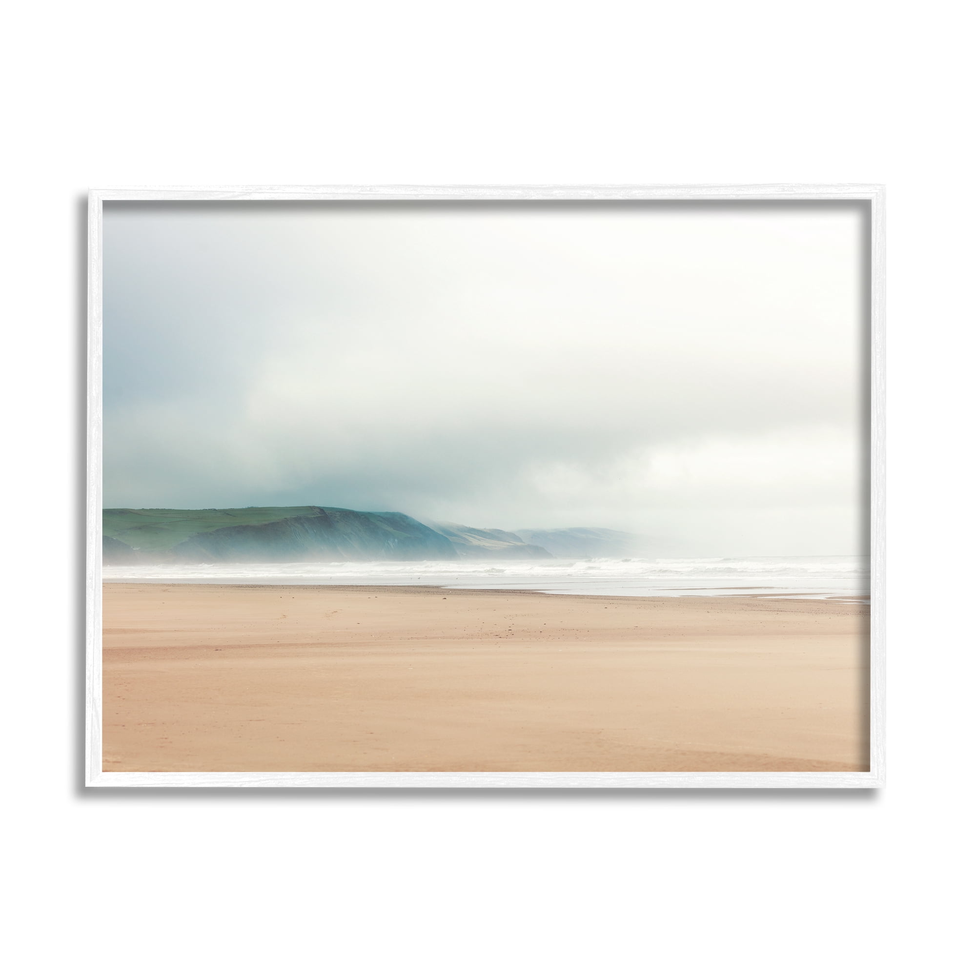 Stupell Indtries Tranquil Beach and Grassy Cliffside Misty Sky Landscape,14 x 11,Design by Ian Winstanley