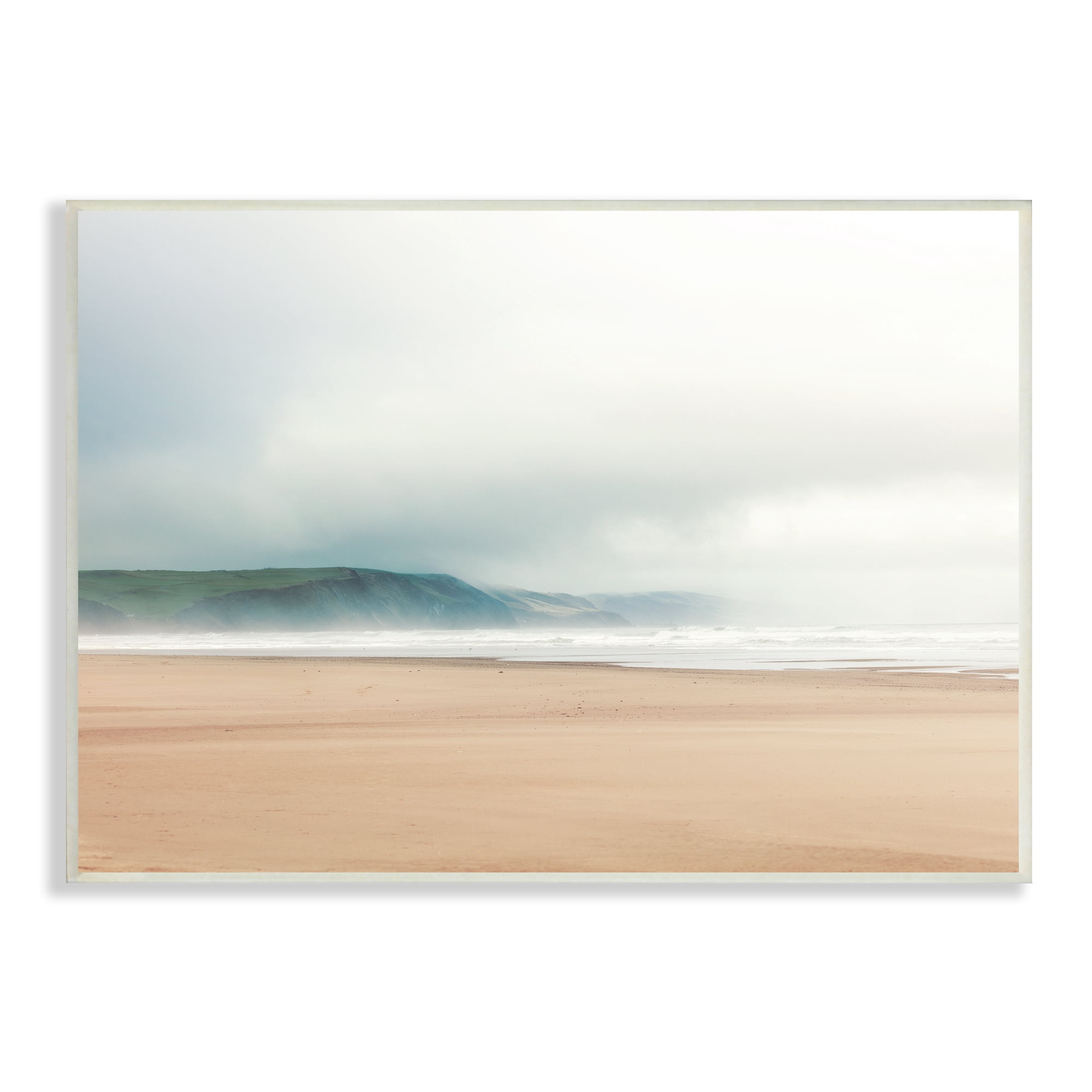 Stupell Indtries Tranquil Beach and Grassy Cliffside Misty Sky Landscape,15 x 10,Design by Ian Winstanley
